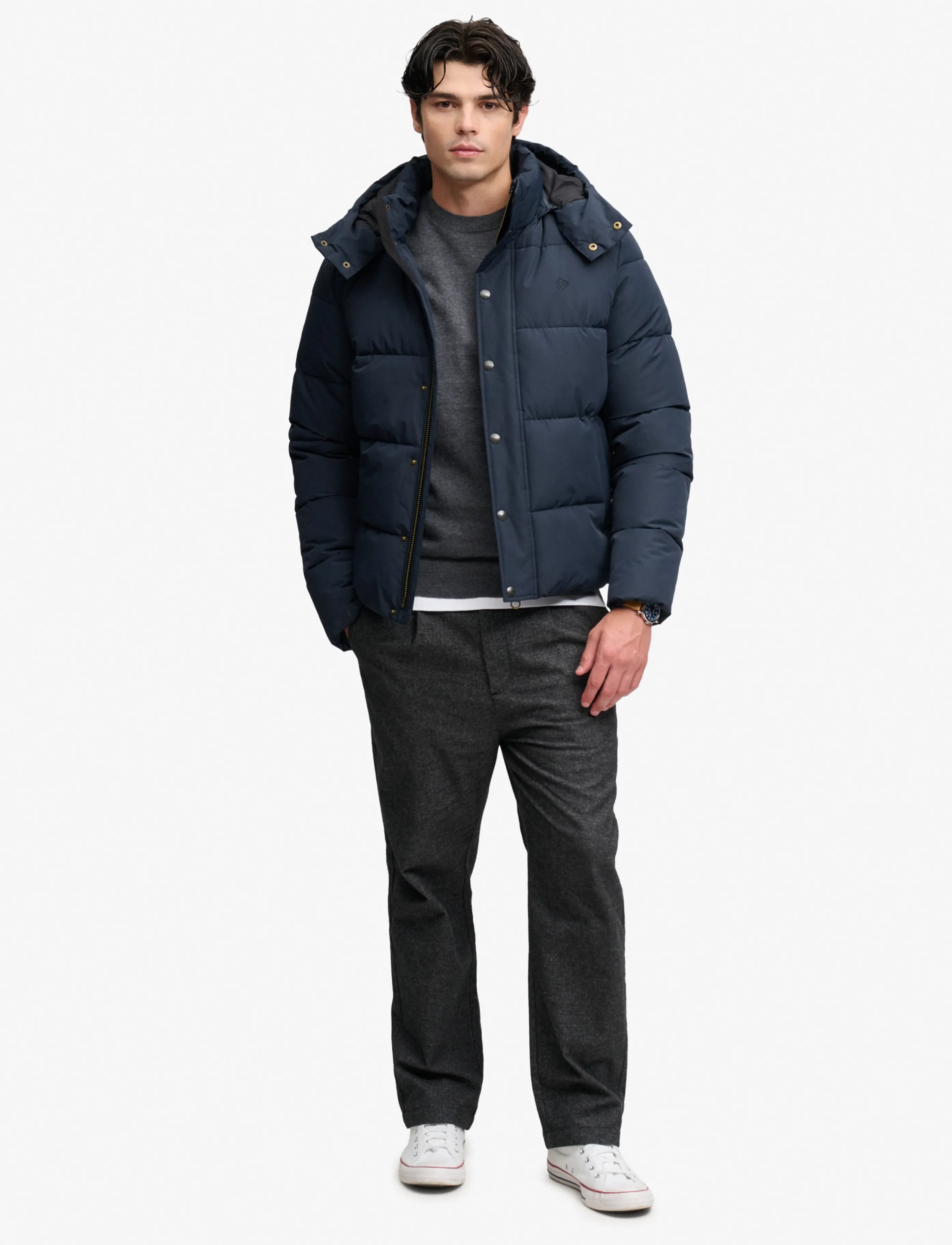Superdry - PREMIUM HOOD PUFFER JKT - daunenjacken - eclipse navy - 5