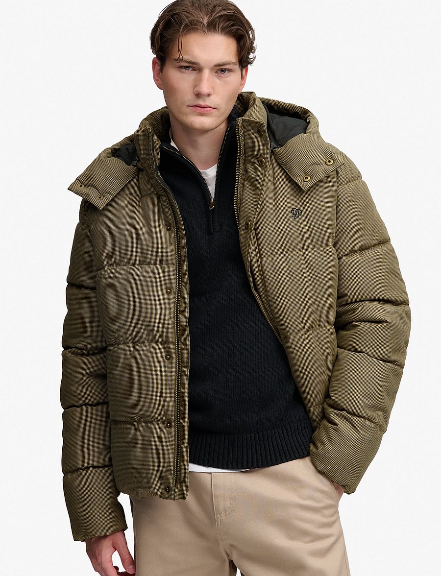 Superdry - PREMIUM HOOD CHECK PUFFER JKT - brown heritage check - 0