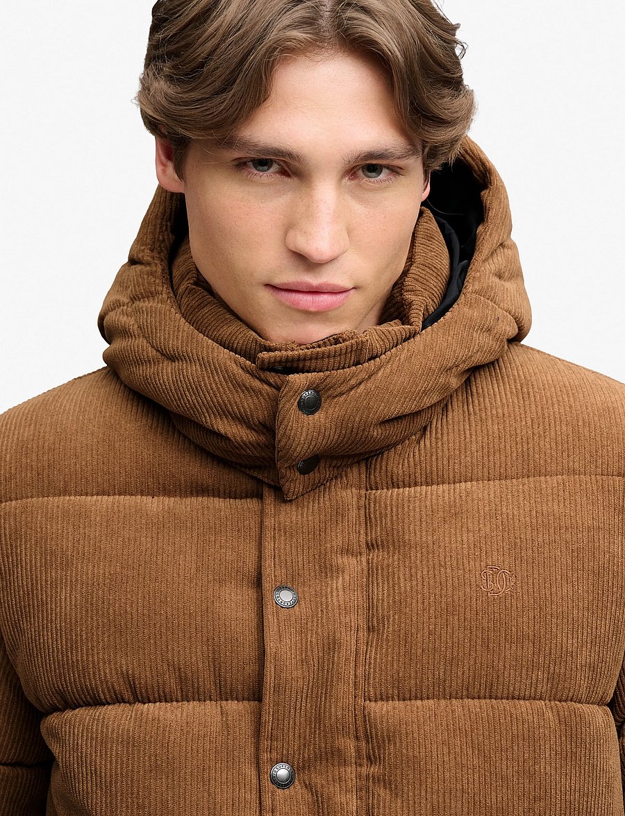 Superdry - PREMIUM HOOD CORD PUFFER JKT - dark tobacco brown - 4