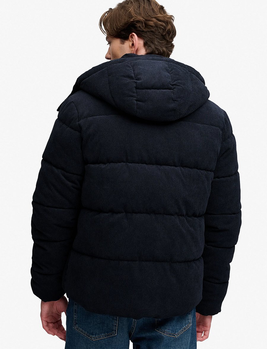 Superdry - PREMIUM HOOD CORD PUFFER JKT - efterårsjakker - eclipse navy - 3
