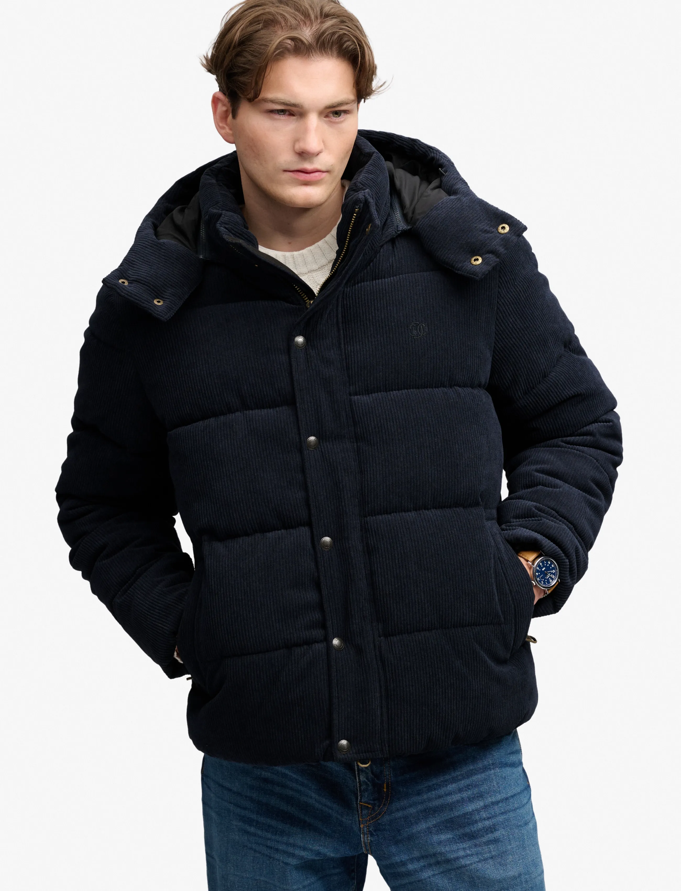 Superdry - PREMIUM HOOD CORD PUFFER JKT - efterårsjakker - eclipse navy - 5