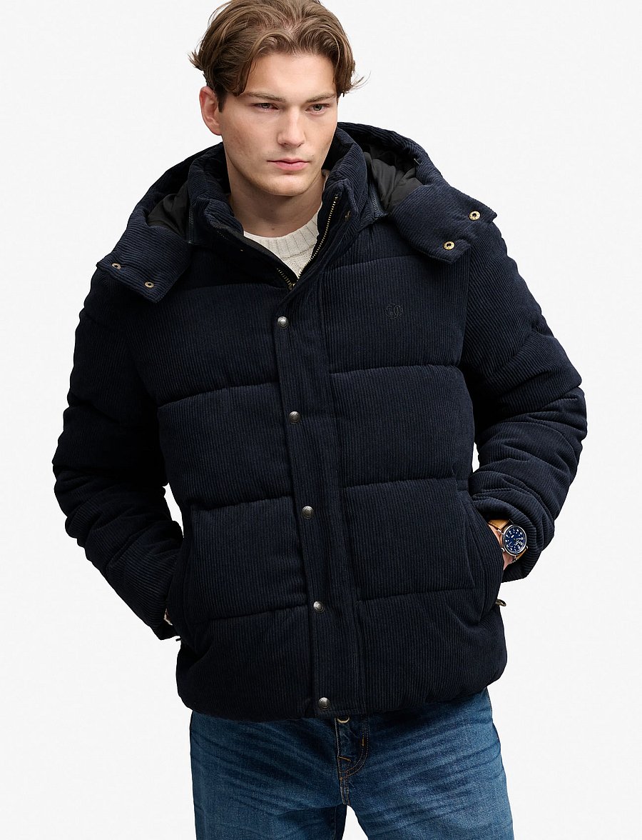 Superdry - PREMIUM HOOD CORD PUFFER JKT - efterårsjakker - eclipse navy - 5