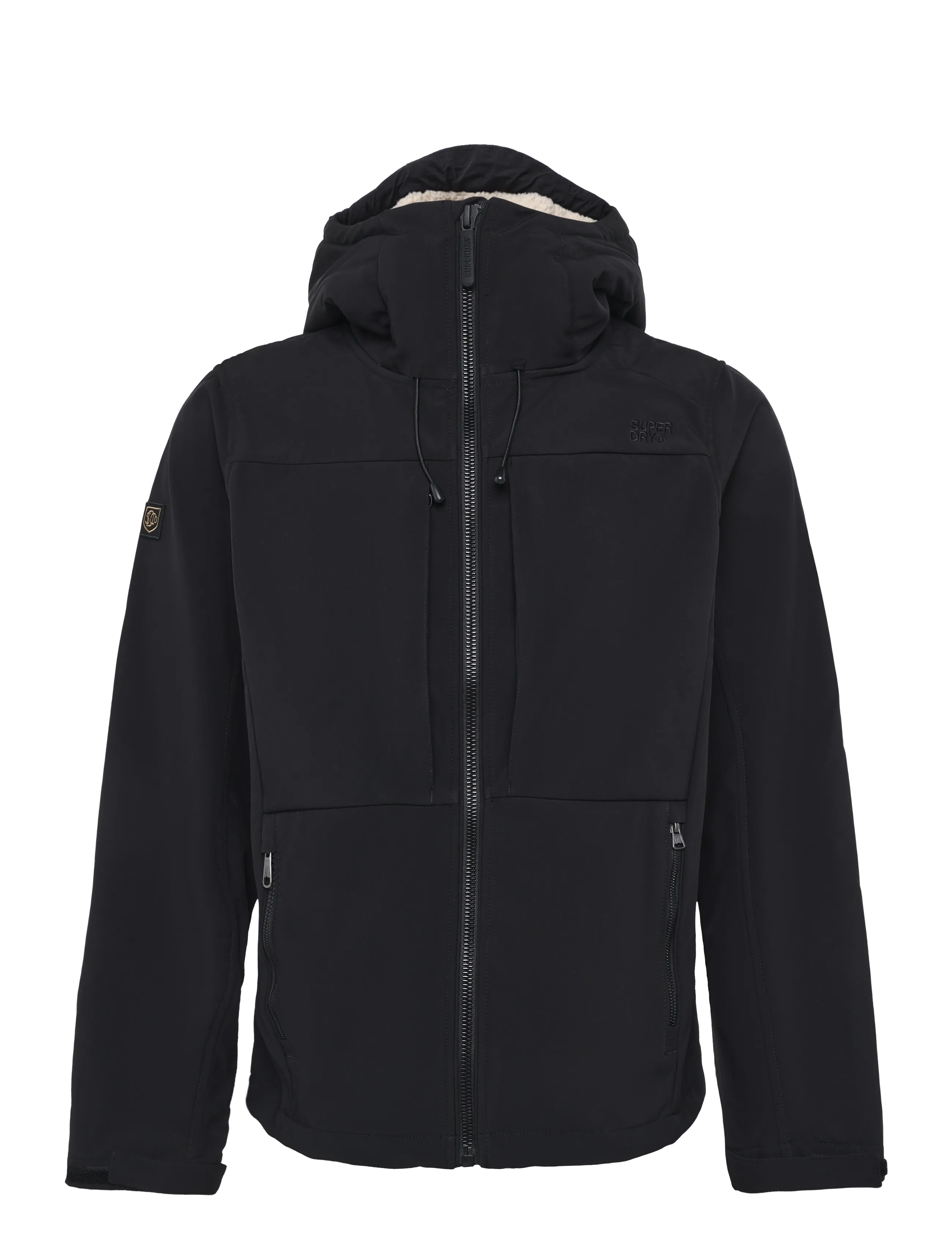 Superdry - HOOD BORG TREKKER JKT - fall jackets - black - 1