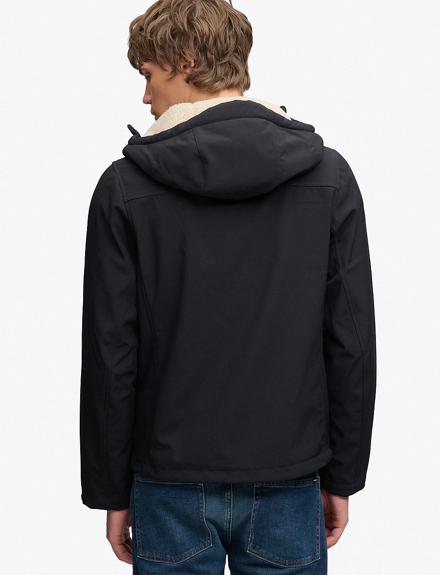 Superdry - HOOD BORG TREKKER JKT - fall jackets - black - 3
