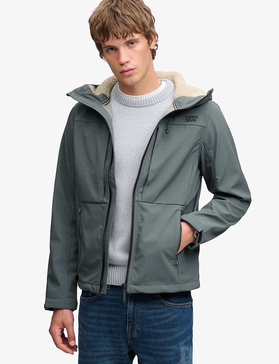 Superdry - HOOD BORG TREKKER JKT - herbstjacken - greyed green - 0