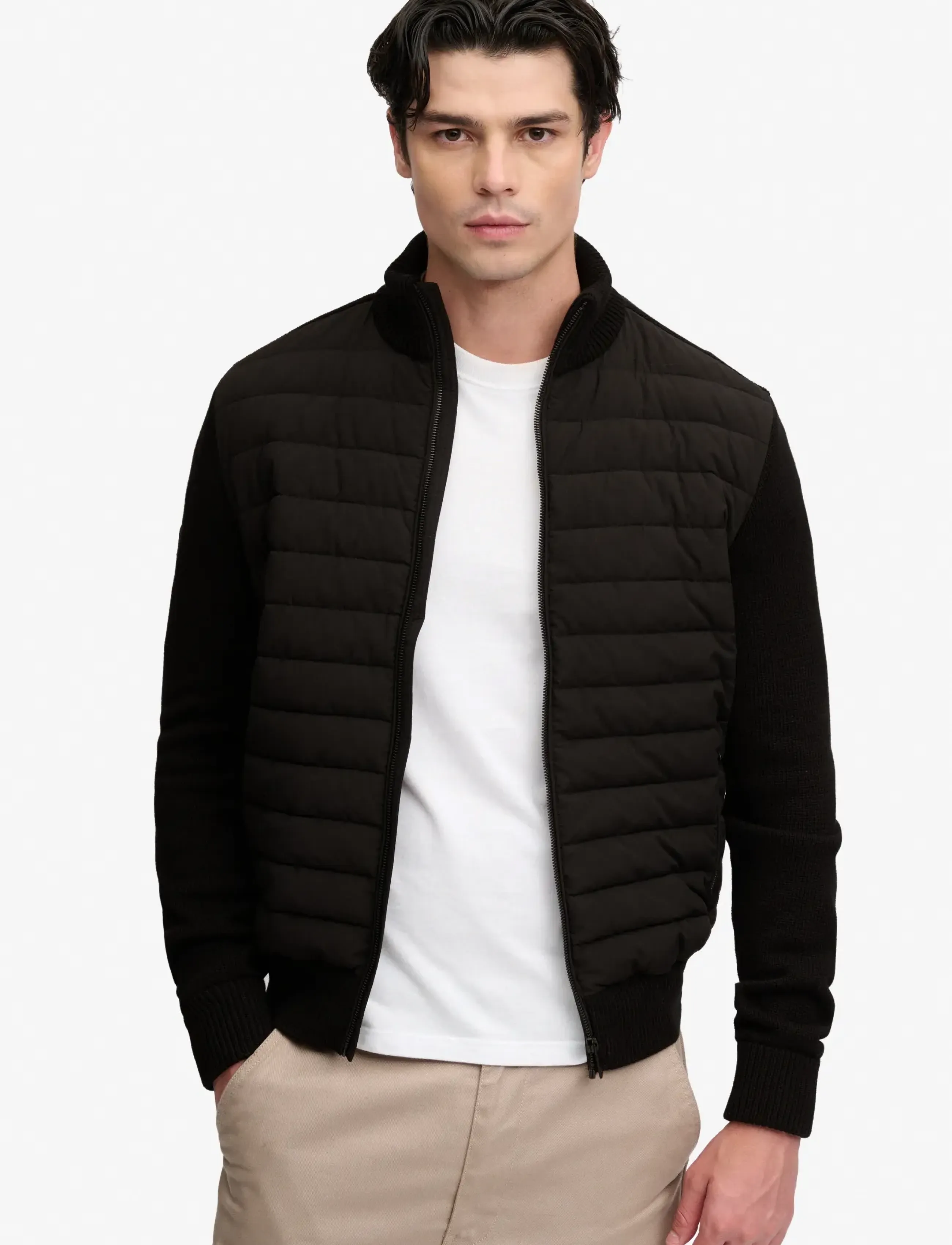 Superdry CARDIGAN HYBRID JACKET - Kleidung - BLACK / black