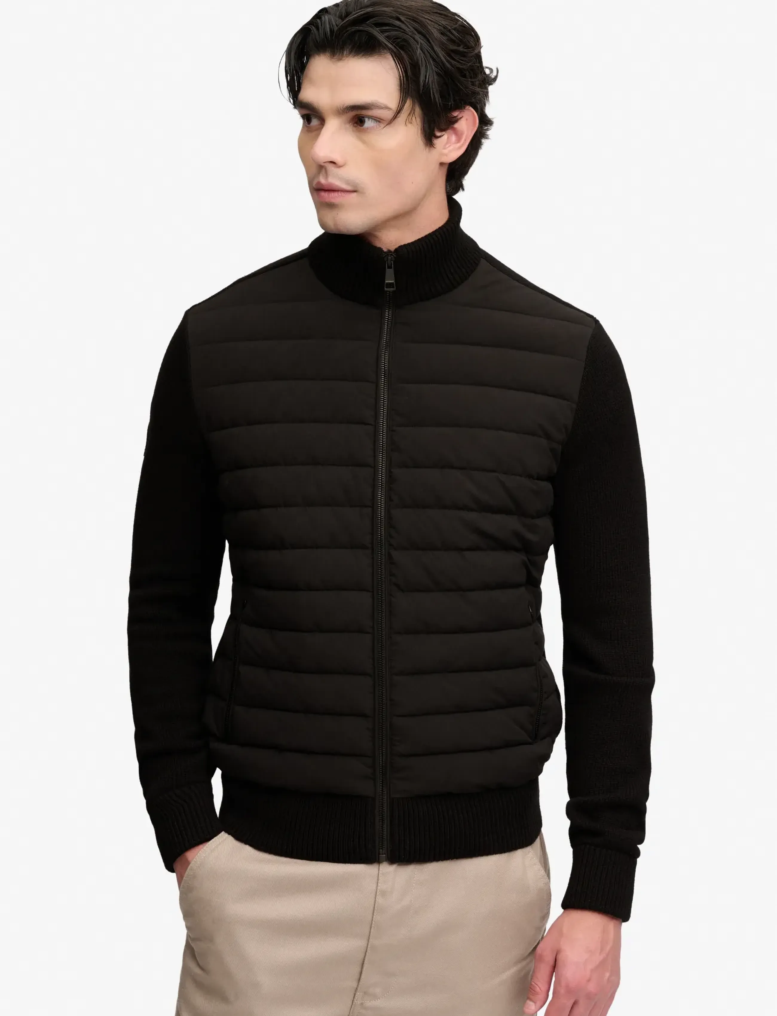 Superdry - CARDIGAN HYBRID JACKET - hybrid-jacken - black - 4