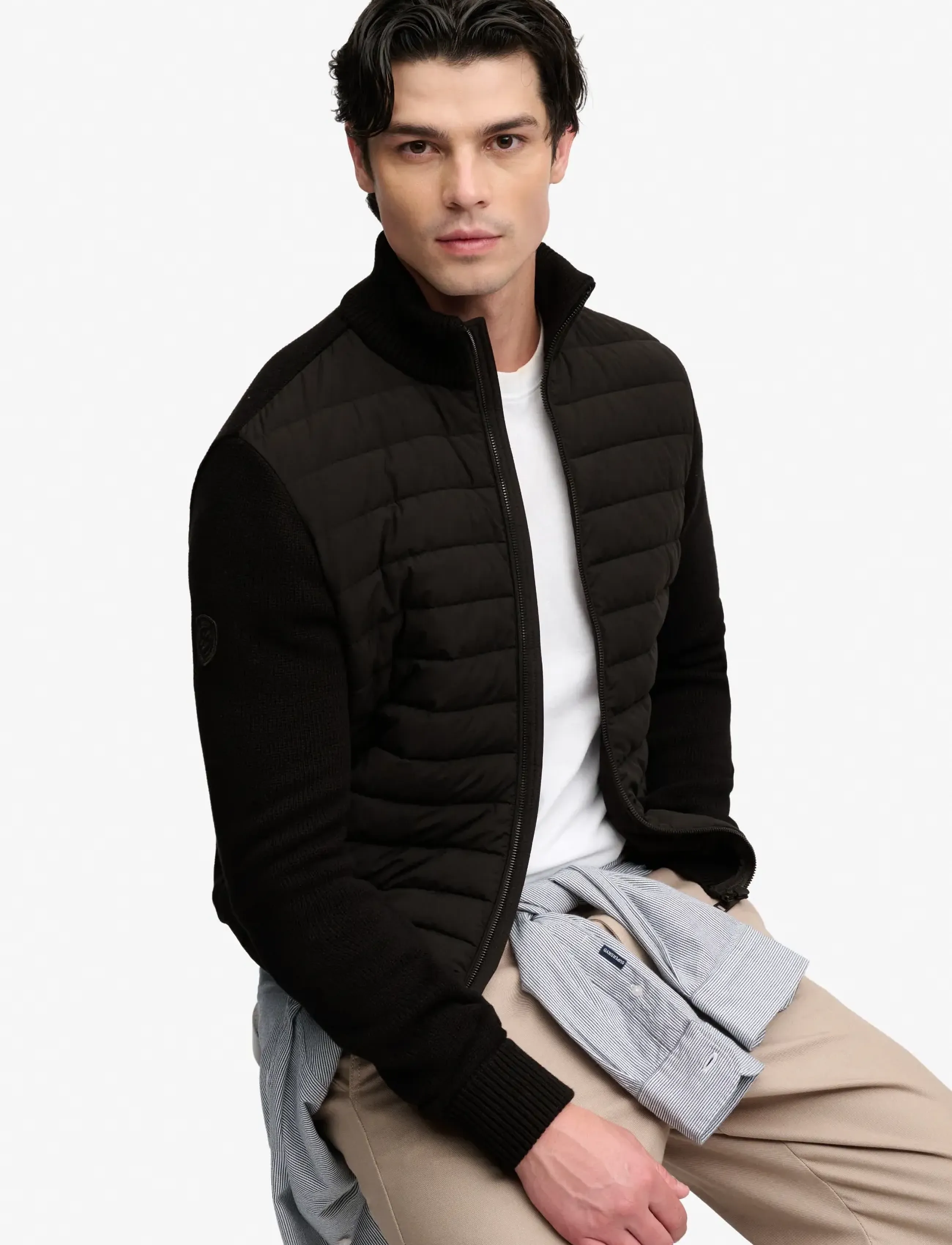 Superdry - CARDIGAN HYBRID JACKET - hybrid-jacken - black - 5