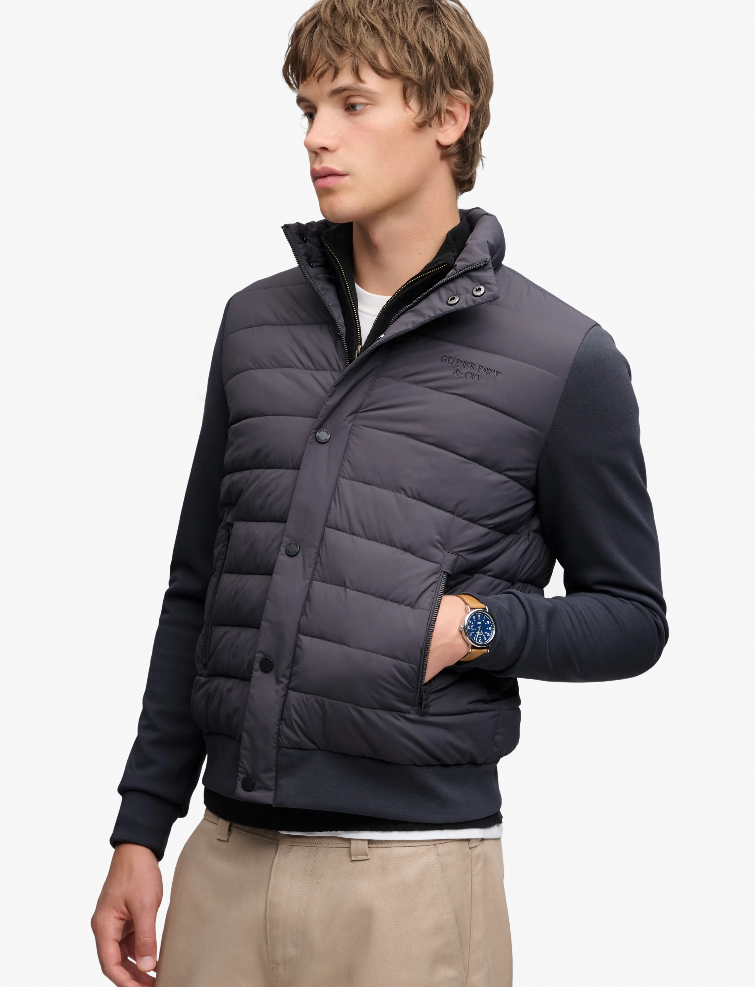 Superdry - INTERLOCK HYBRID JACKET - hybrid jackets  - charcoal - 5