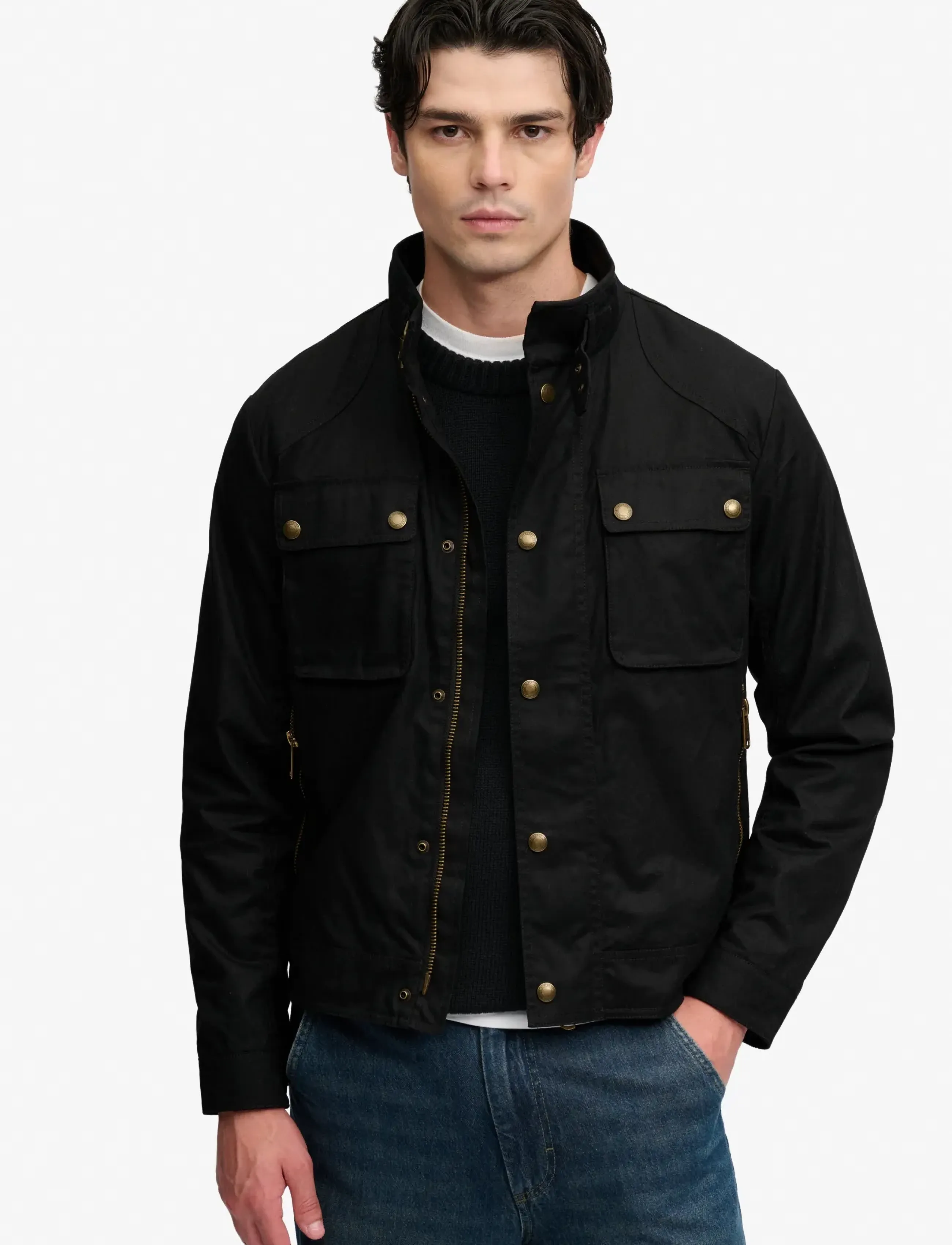 Superdry WAX CROPPED RACER JACKET - Clothing - CARBON BLACK / black