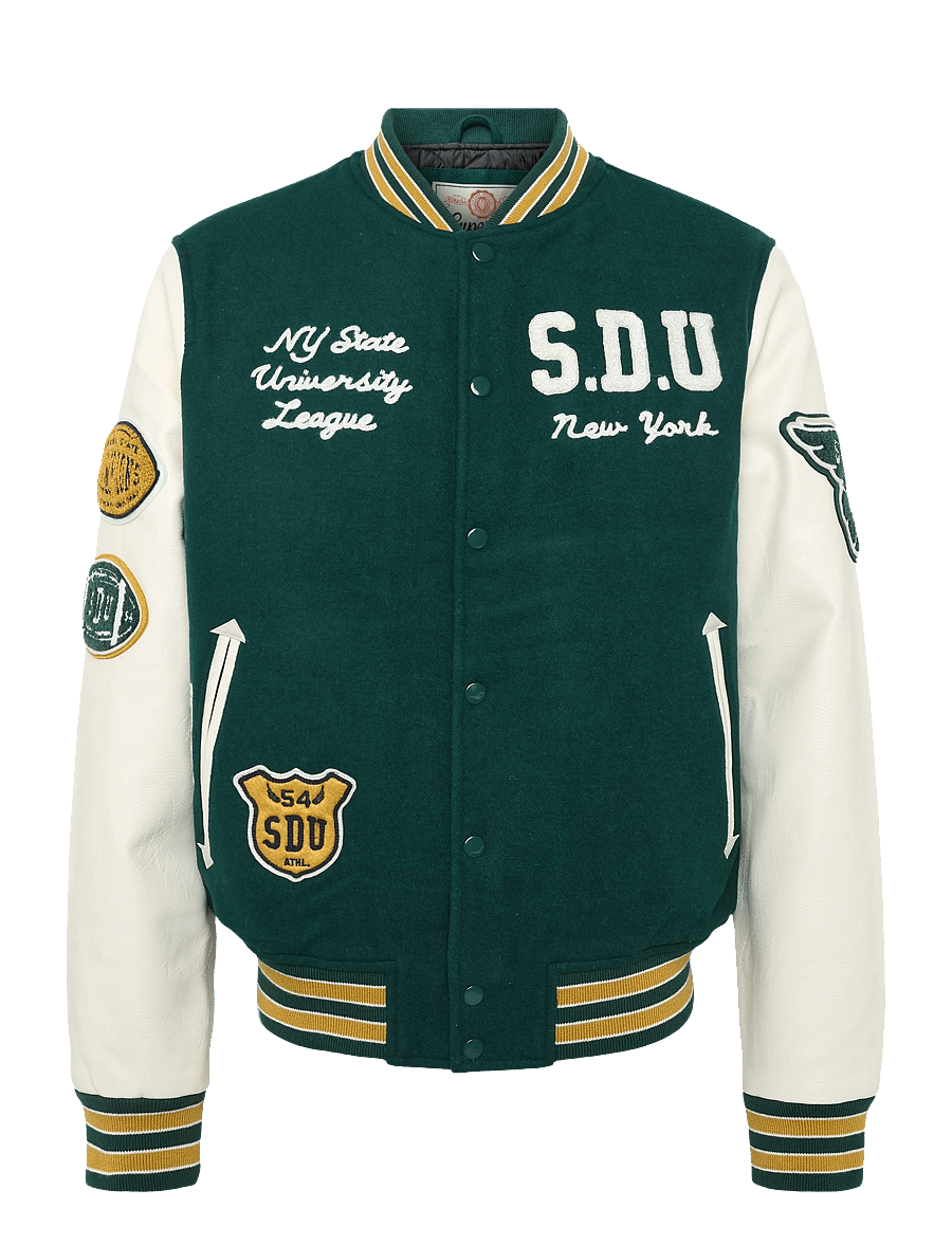 Superdry - VINTAGE PATCHED VARSITY JKT - varsity jackets - dark pine green/oatmeal - 1