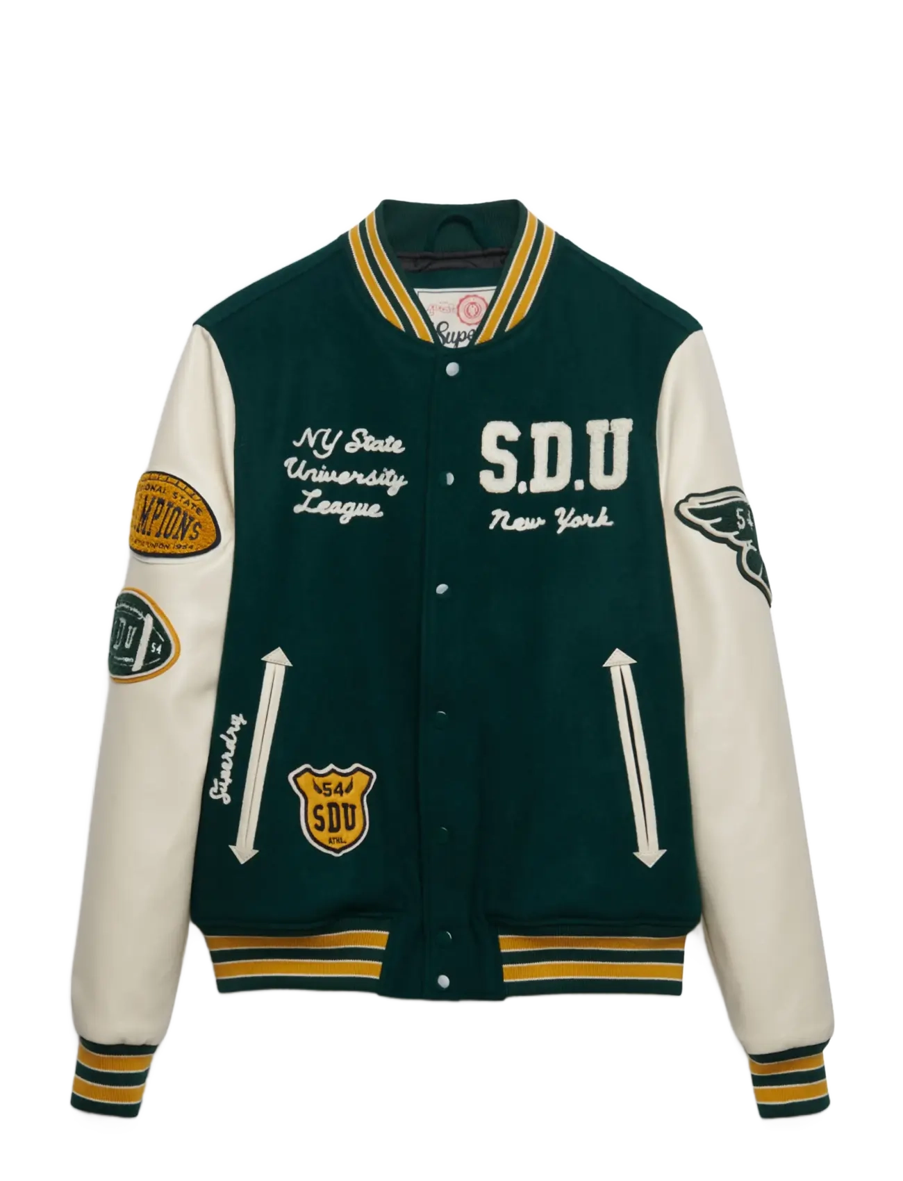 Superdry - VINTAGE PATCHED VARSITY JKT - varsity-jacken - dark pine green/oatmeal - 1