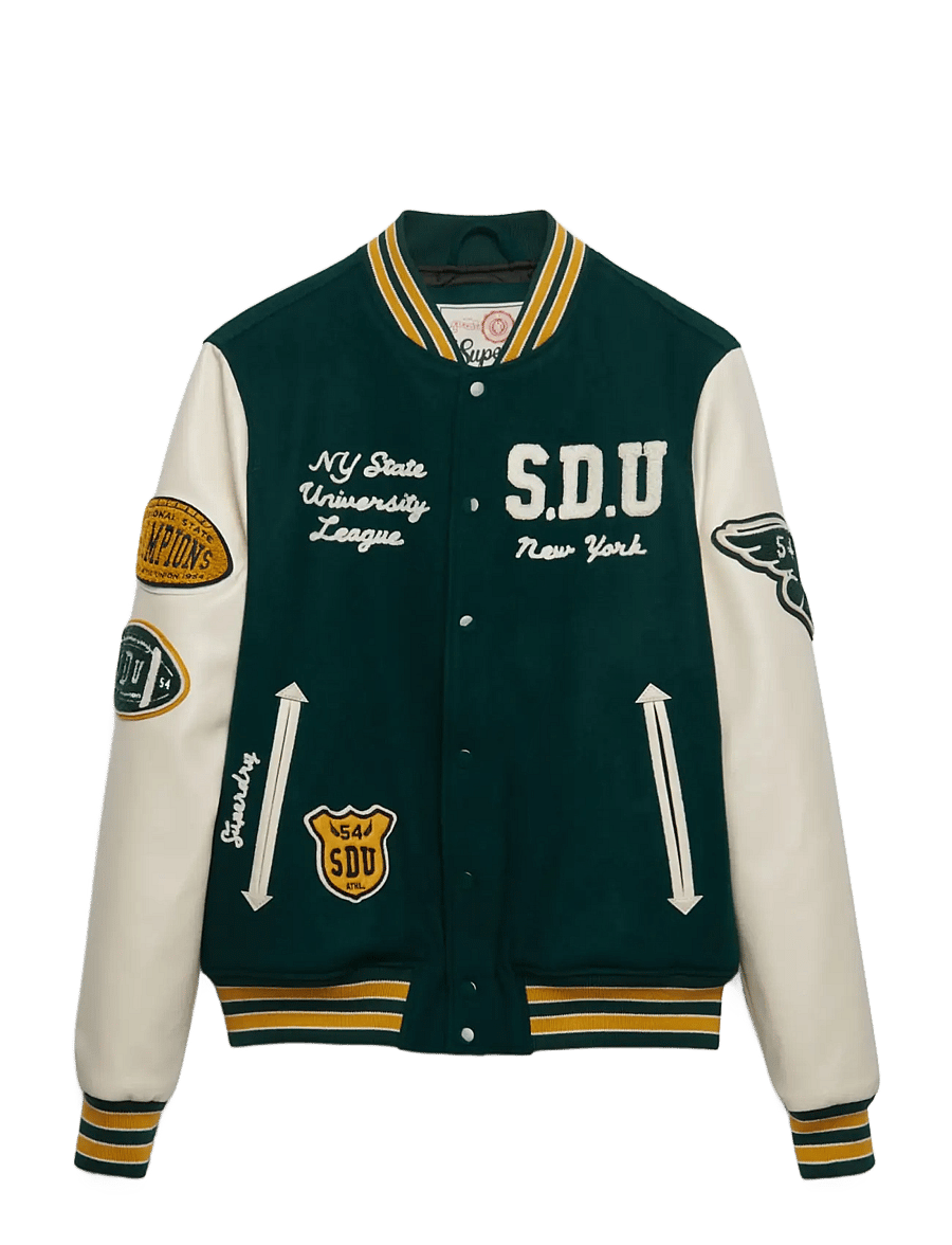 Superdry - VINTAGE PATCHED VARSITY JKT - varsity-jacken - dark pine green/oatmeal - 1