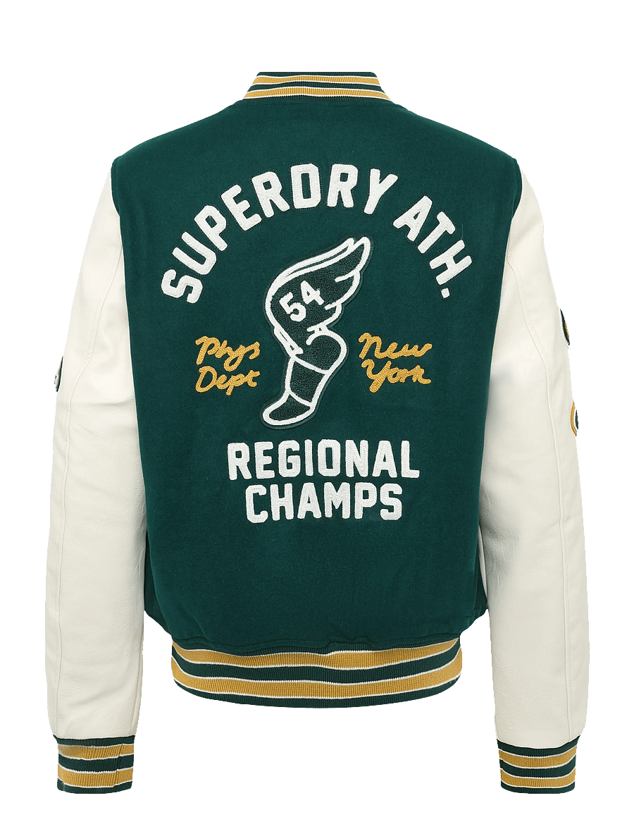 Superdry - VINTAGE PATCHED VARSITY JKT - varsity jackets - dark pine green/oatmeal - 2