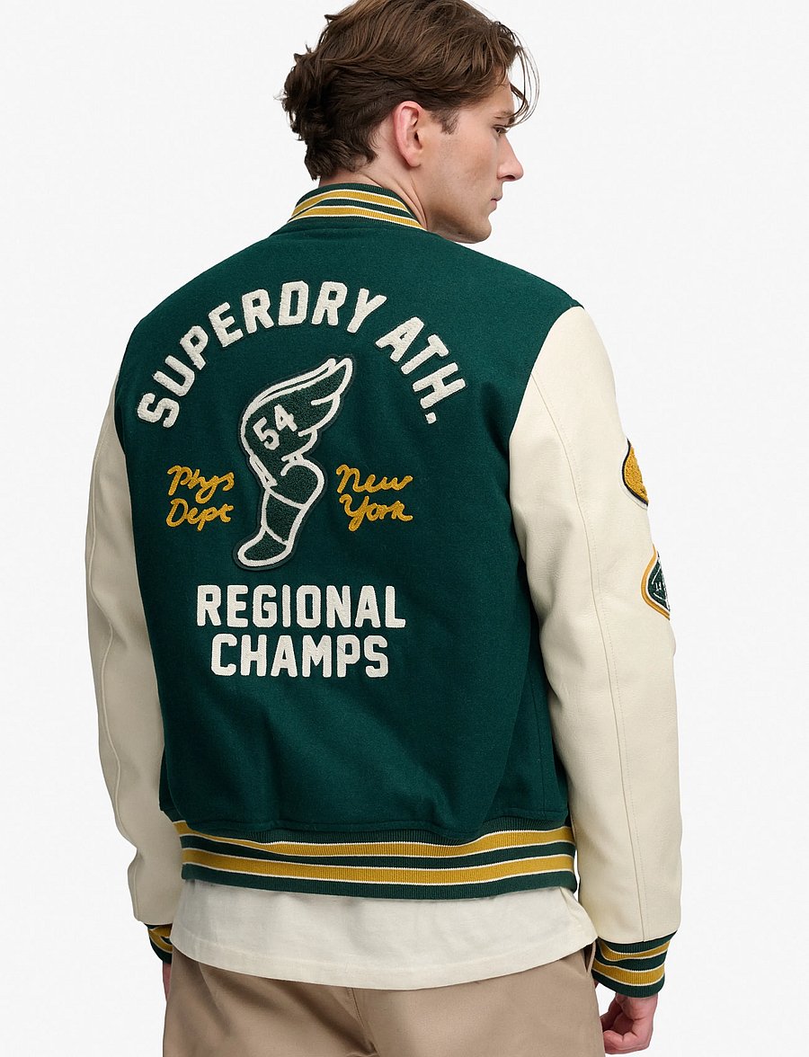 Superdry - VINTAGE PATCHED VARSITY JKT - varsity-jacken - dark pine green/oatmeal - 2