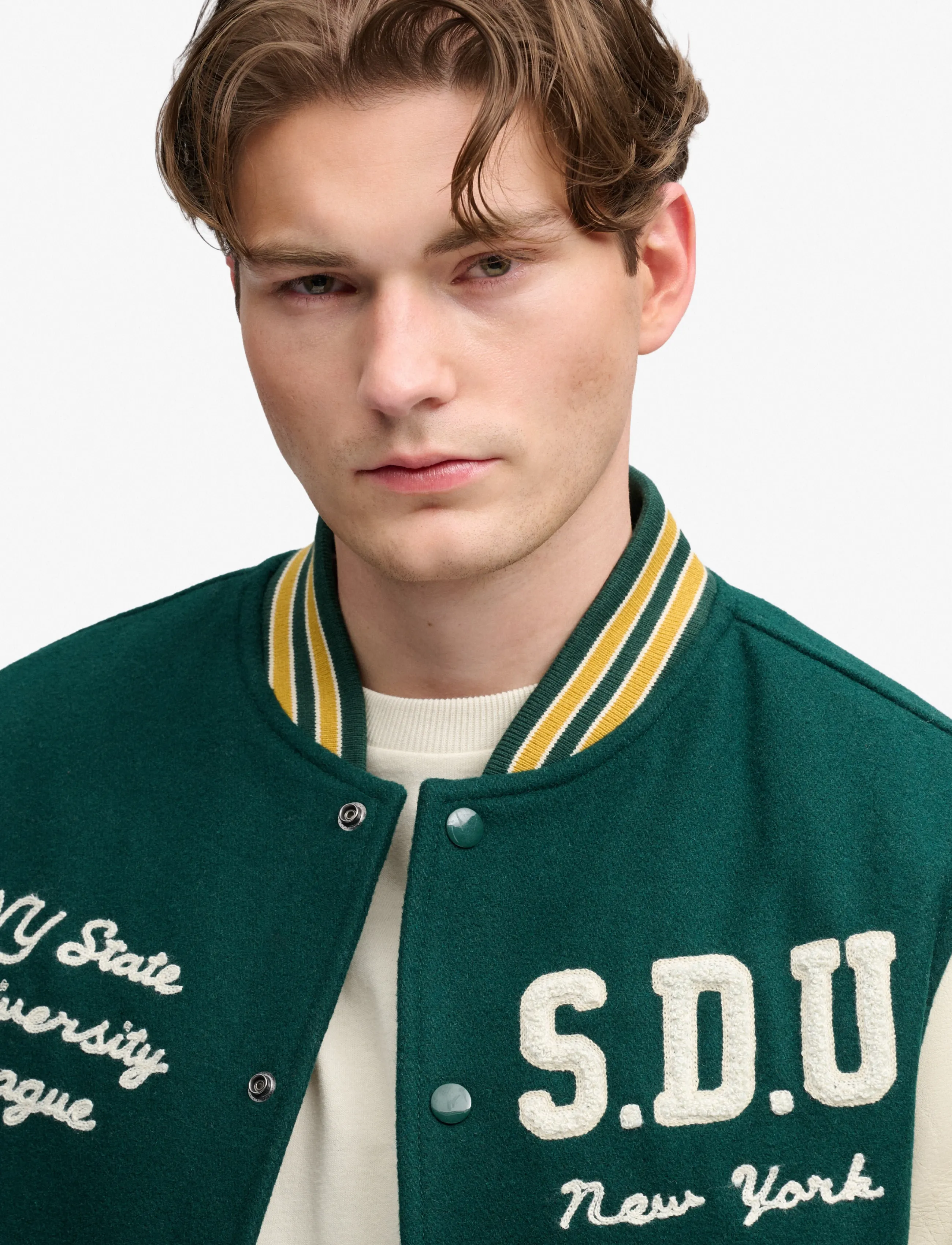 Superdry - VINTAGE PATCHED VARSITY JKT - varsity-jacken - dark pine green/oatmeal - 3