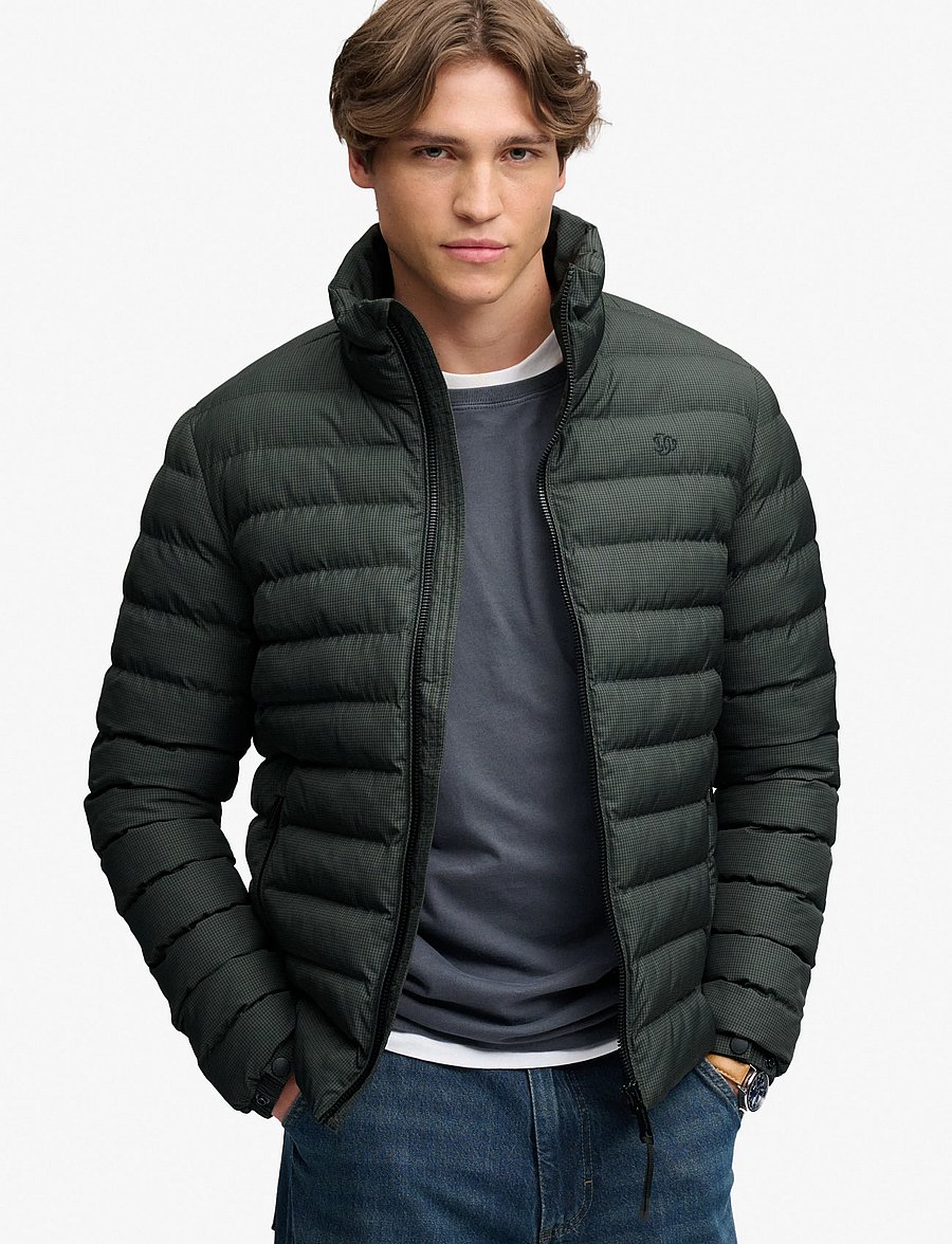 Superdry - FUJI ESTATE PADDED JACKET - olive/navy check - 0
