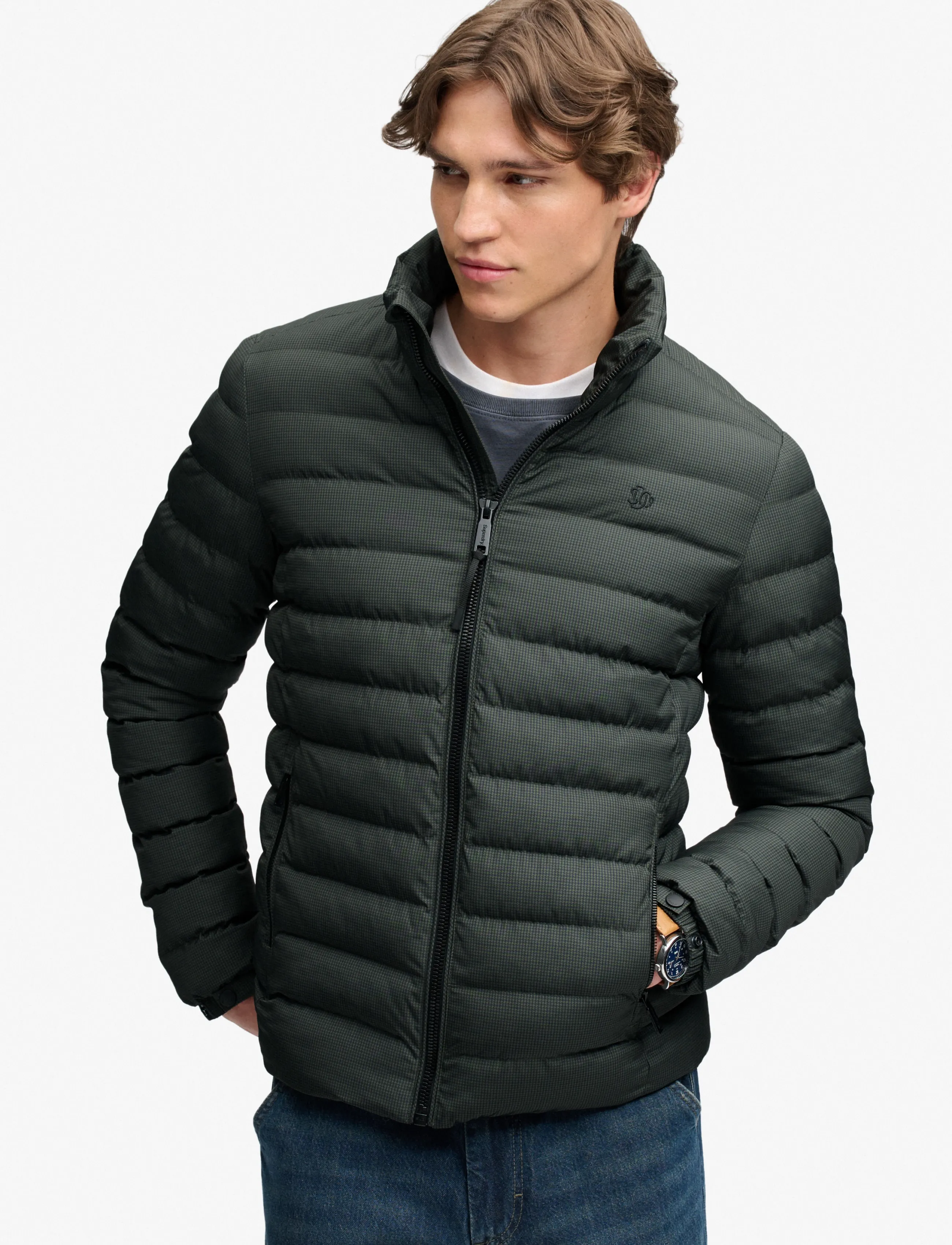 Superdry - FUJI ESTATE PADDED JACKET - olive/navy check - 5