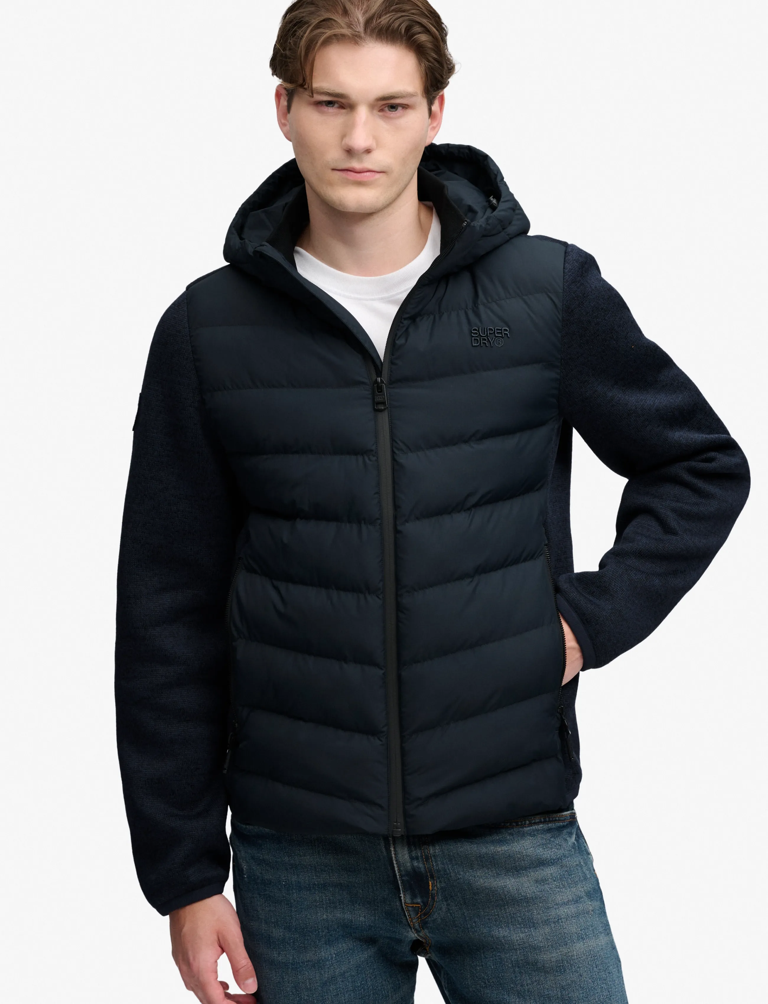 Superdry - HOODED STORM KNIT HYBRID JKT - hybrid-jacken - eclipse navy - 5