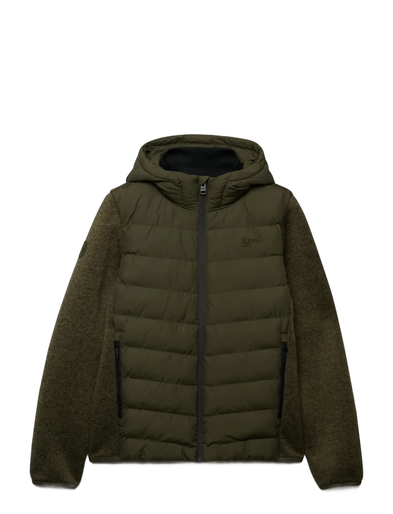 Superdry - HOODED STORM KNIT HYBRID JKT - khaki green marl - 1