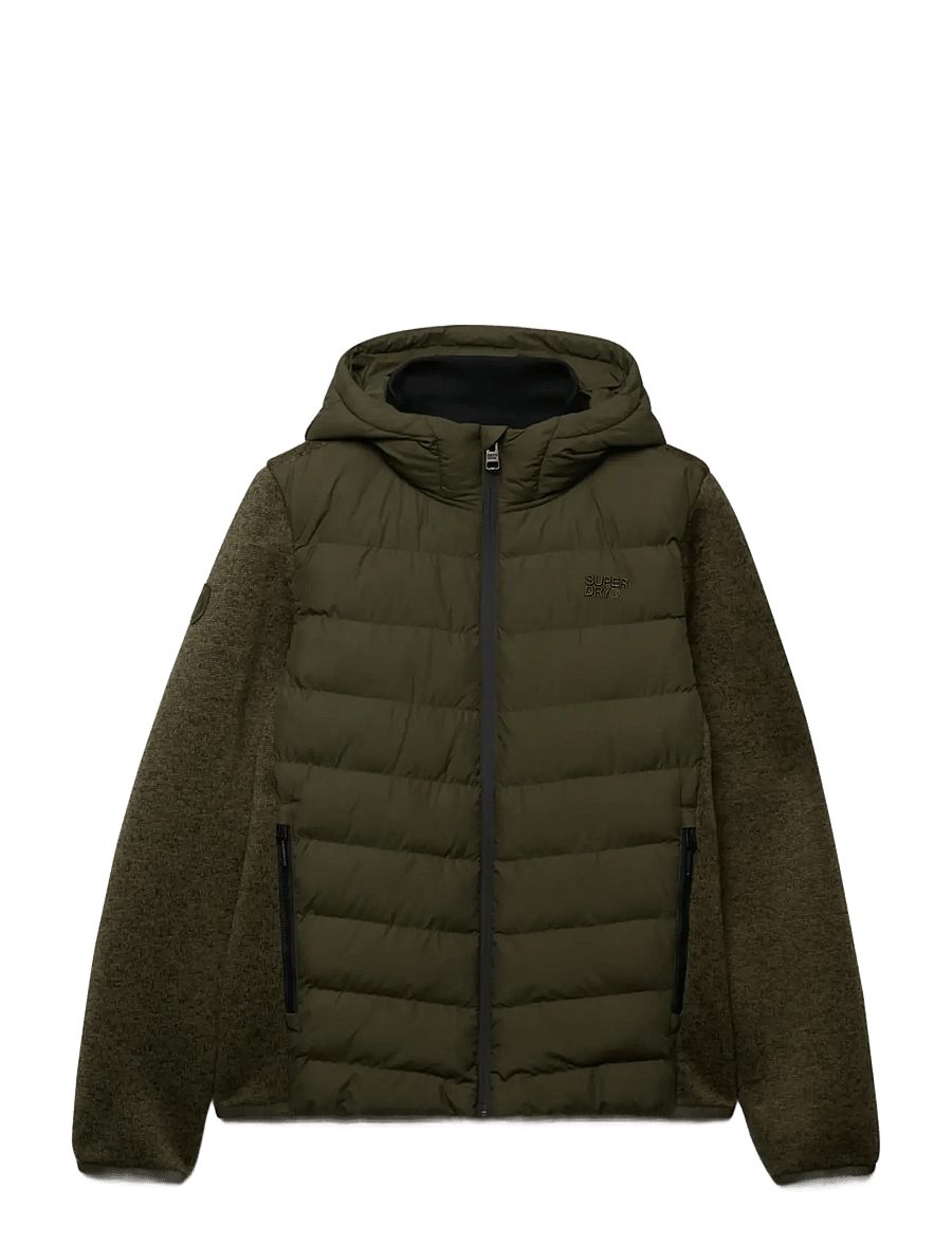 Superdry - HOODED STORM KNIT HYBRID JKT - khaki green marl - 1