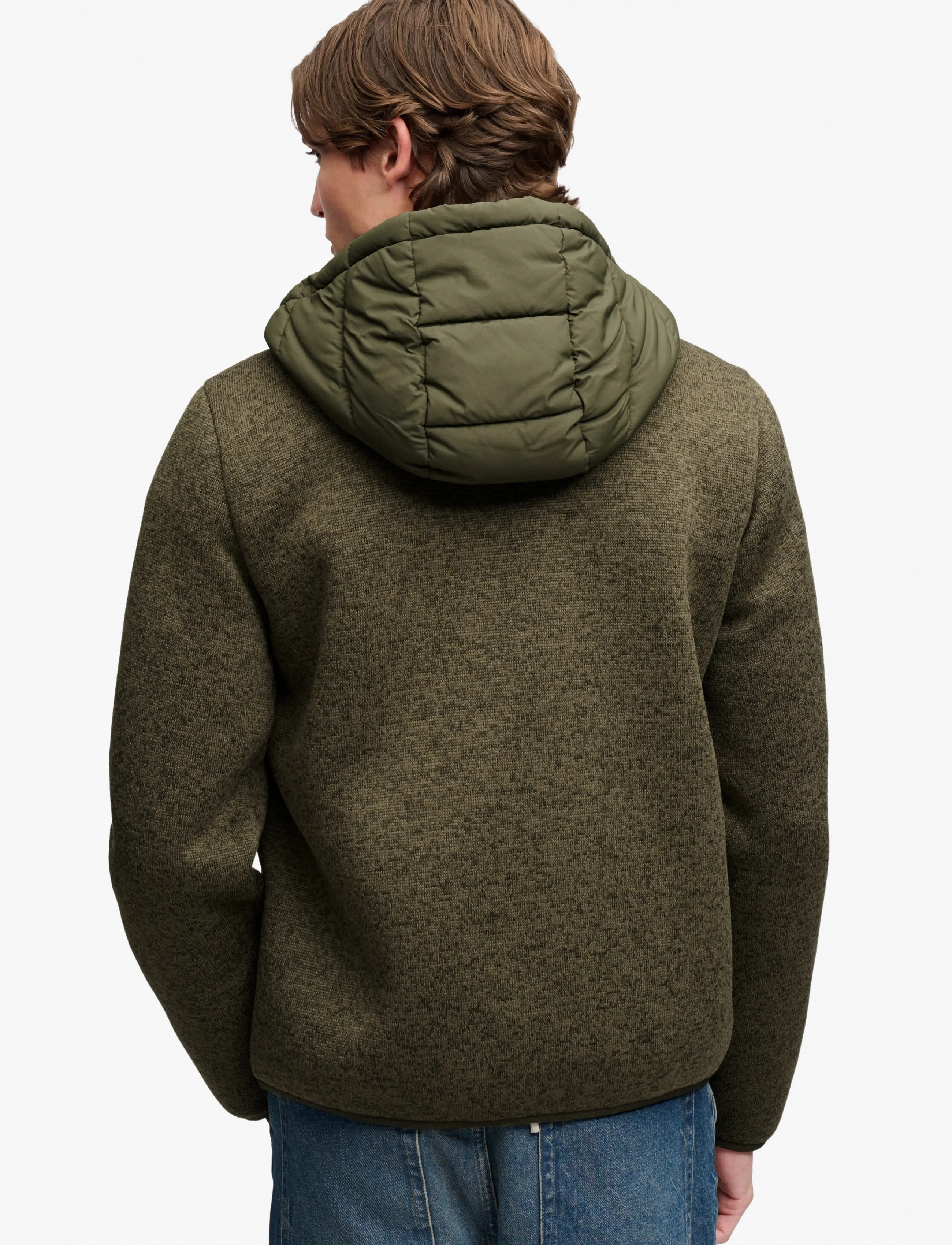 Superdry - HOODED STORM KNIT HYBRID JKT - khaki green marl - 3