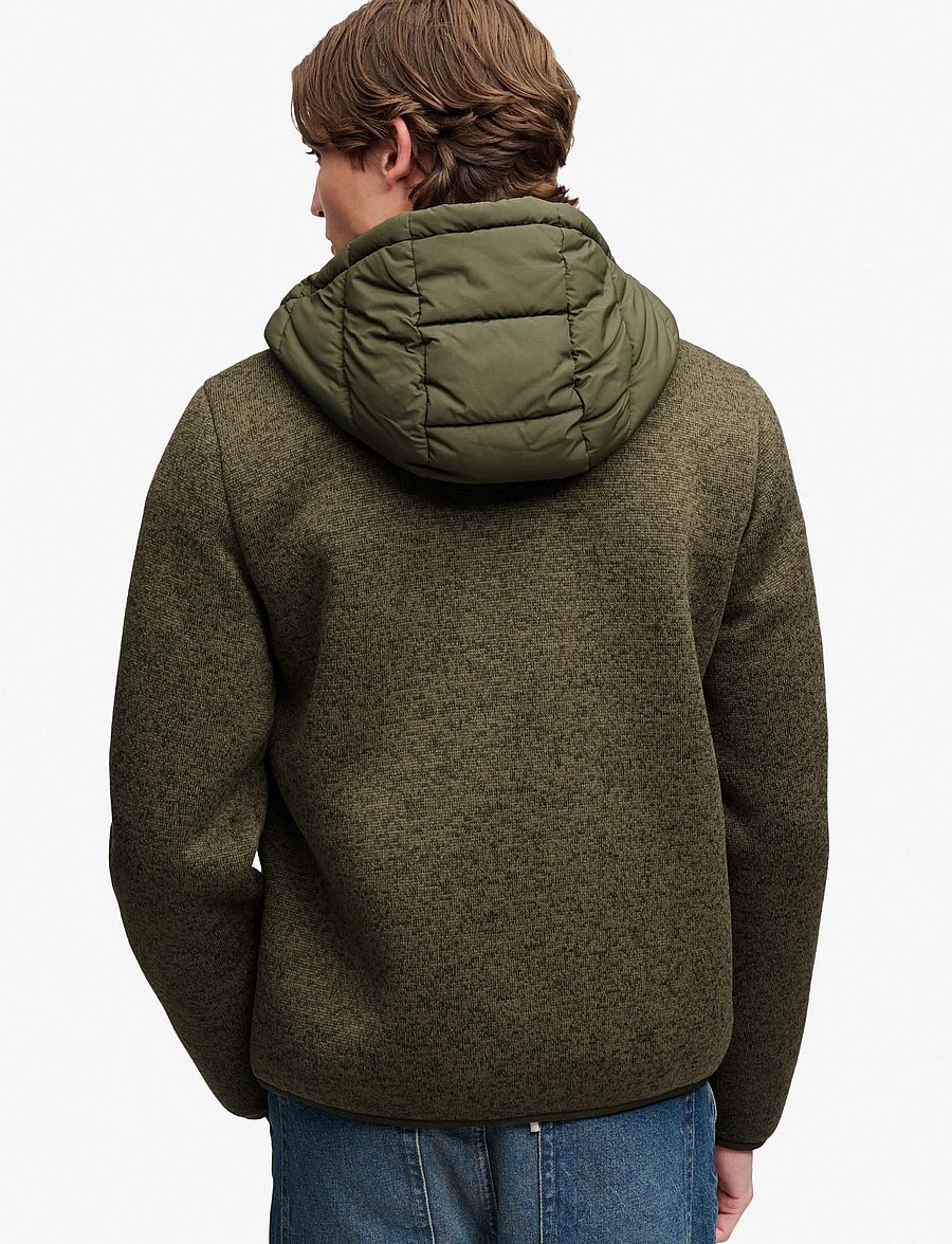 Superdry - HOODED STORM KNIT HYBRID JKT - khaki green marl - 3