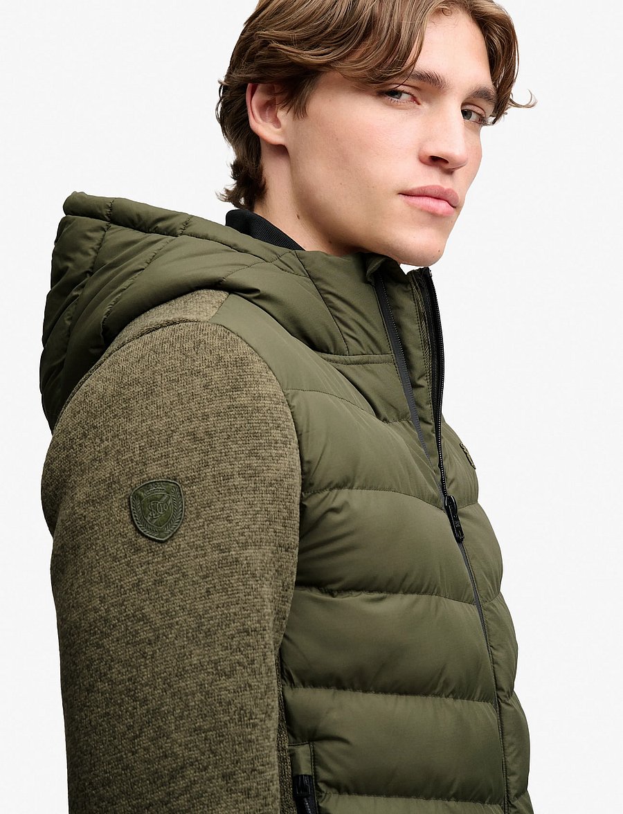 Superdry - HOODED STORM KNIT HYBRID JKT - khaki green marl - 4