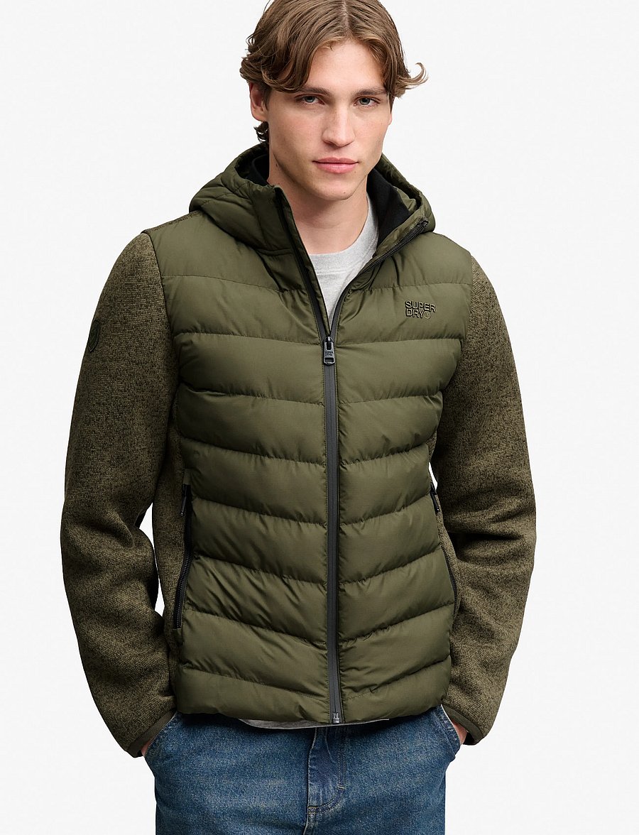 Superdry - HOODED STORM KNIT HYBRID JKT - khaki green marl - 5