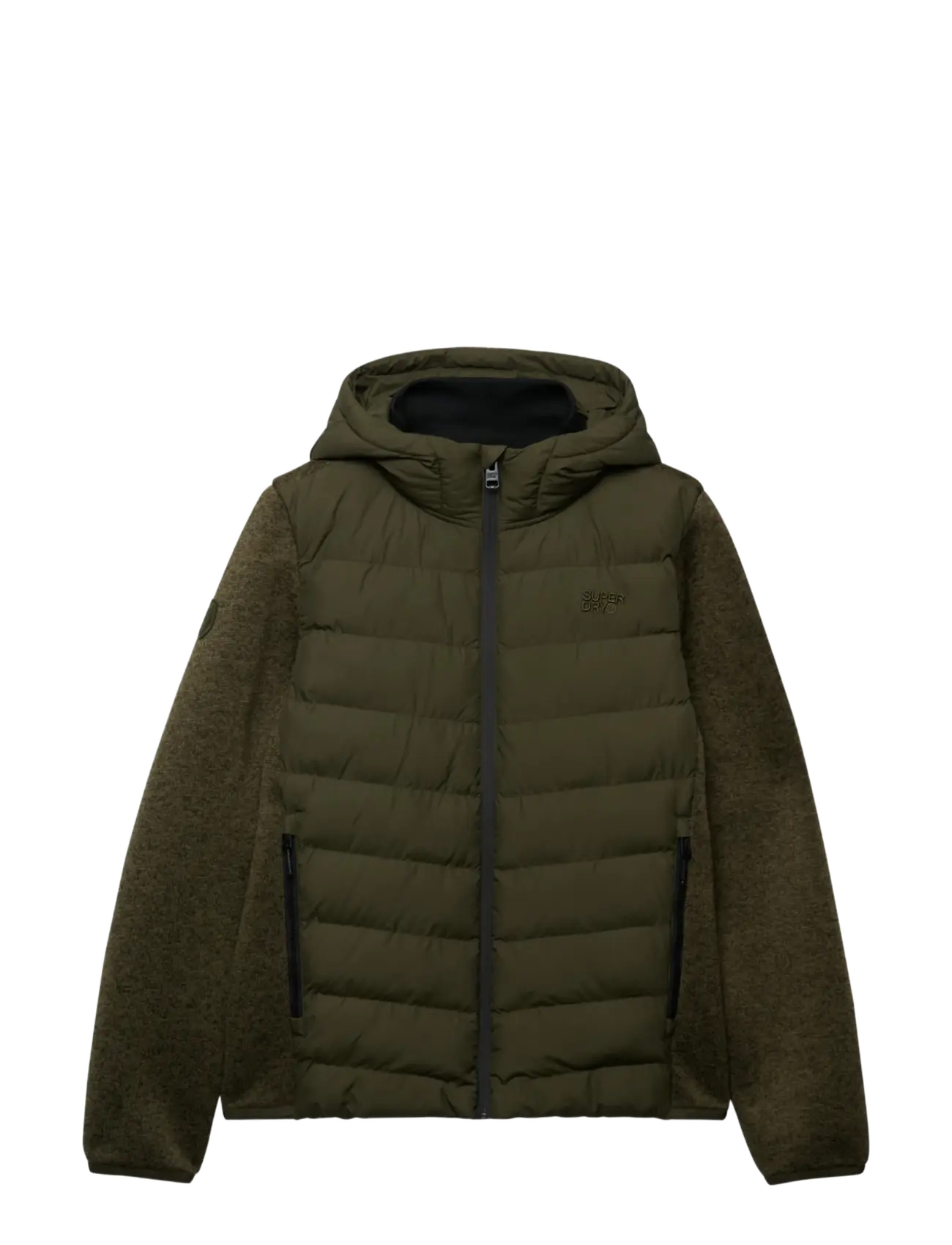 Superdry - HOODED STORM KNIT HYBRID JKT - khaki green marl - 2