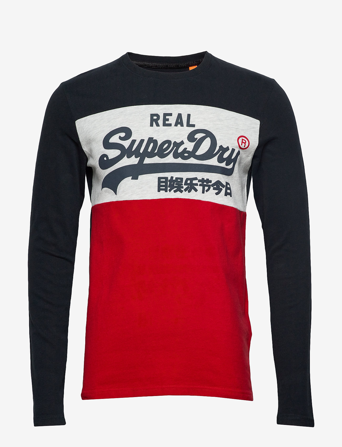 Superdry - VINTAGE LOGO PANEL L/S TEE - podiumnvy/iceyrndyegrt/pitchrd - 0