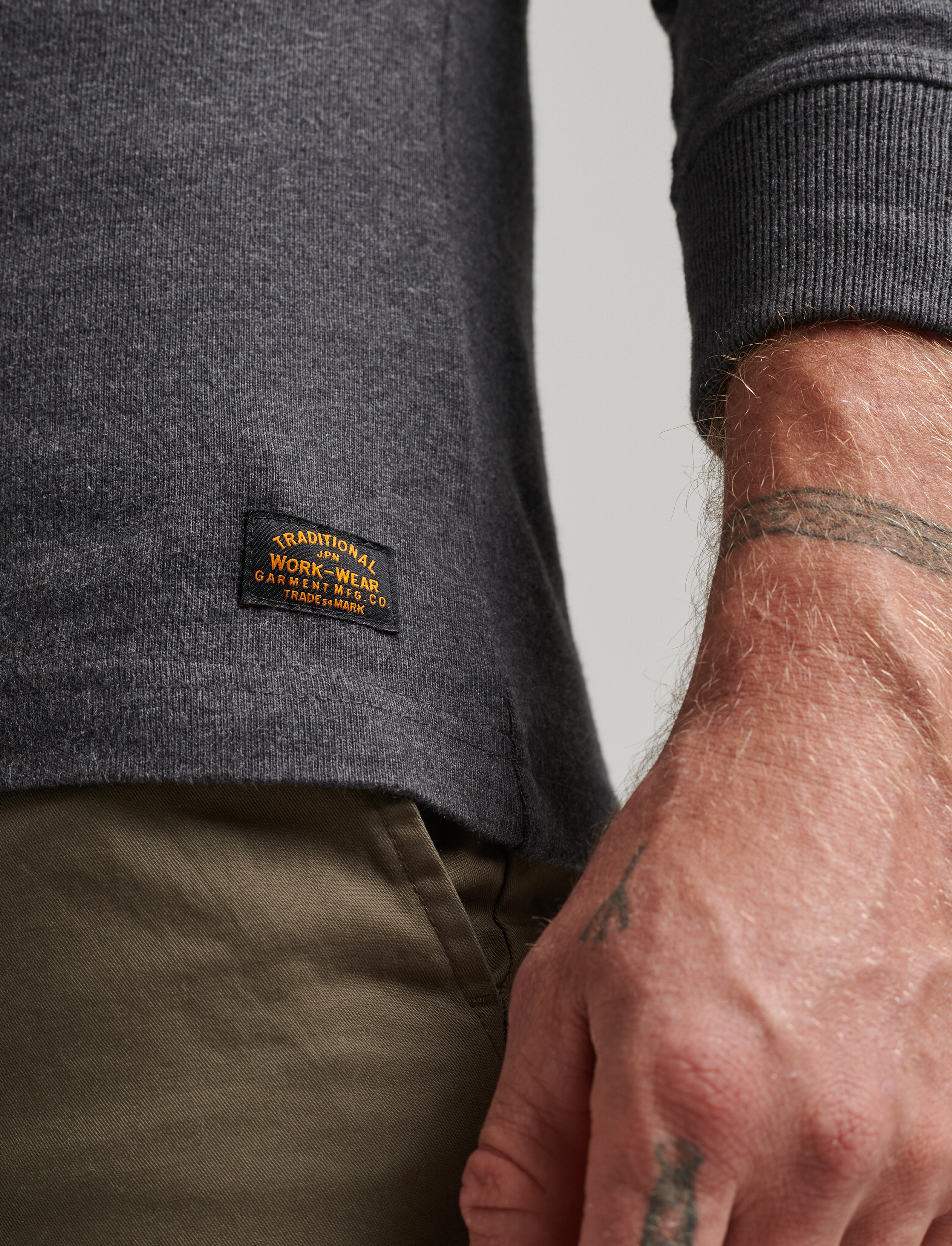 Superdry - L/S GRANDAD TOP - graphite dark marl - 4