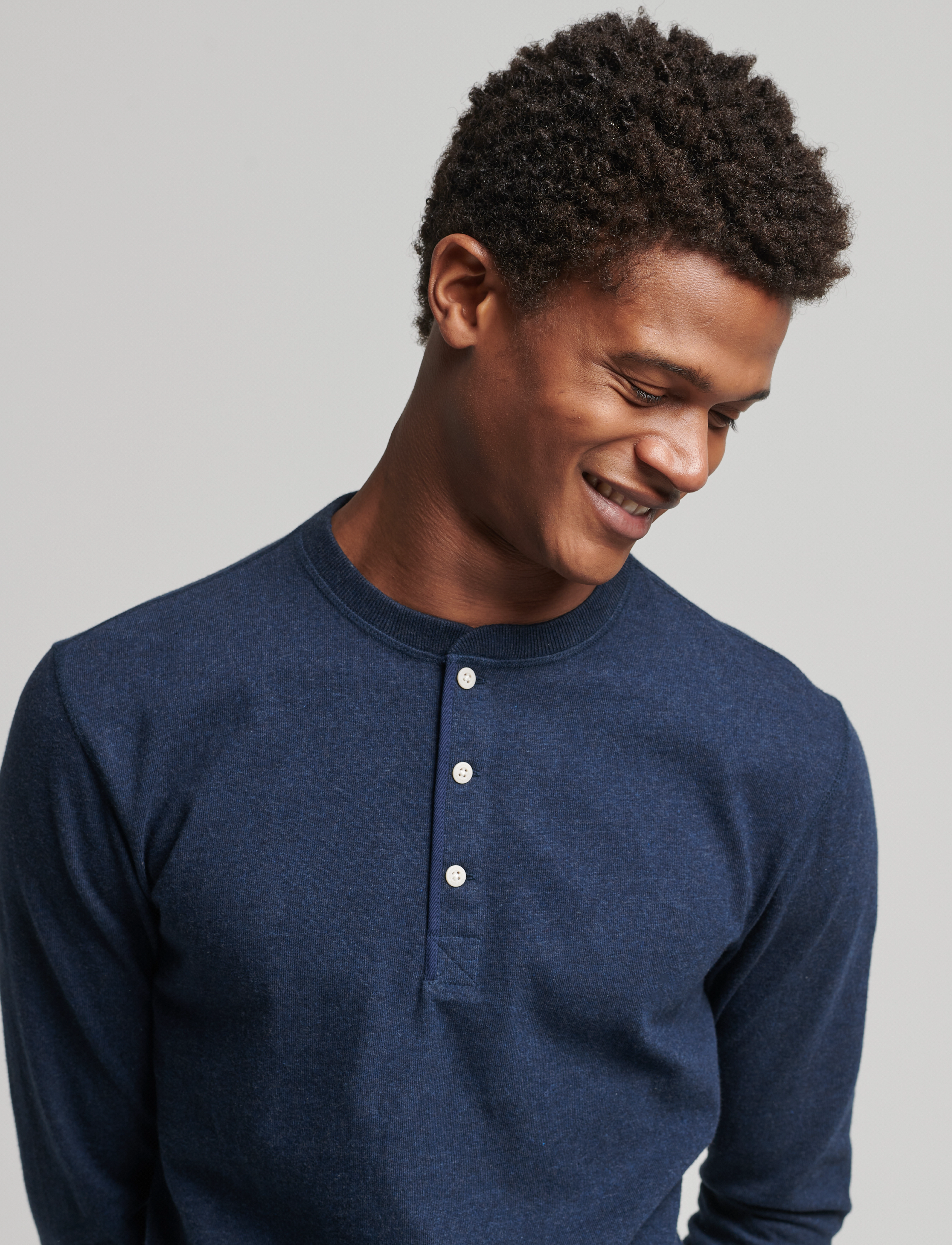 Superdry - L/S GRANDAD TOP - trench navy marl - 3