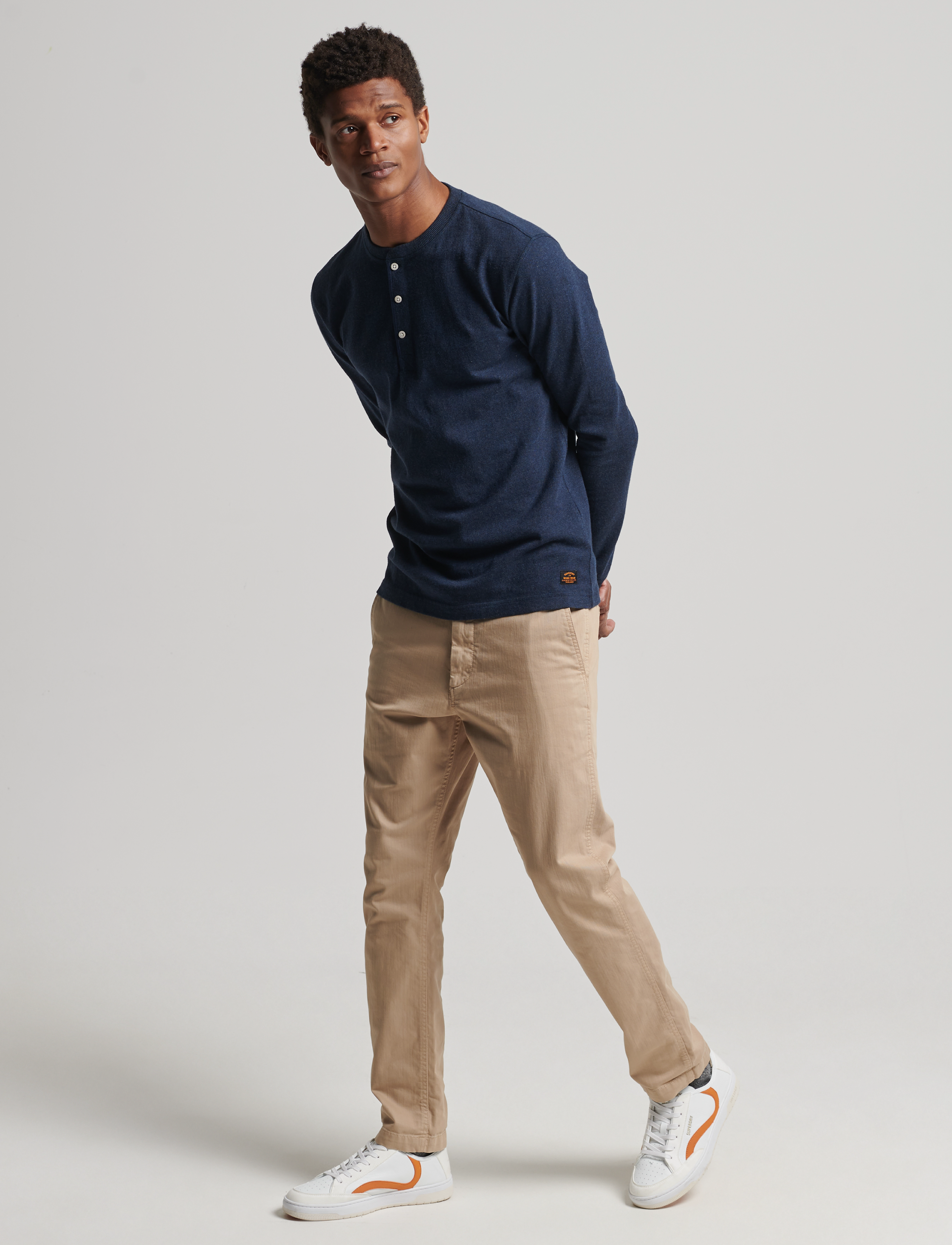 Superdry - L/S GRANDAD TOP - trench navy marl - 4