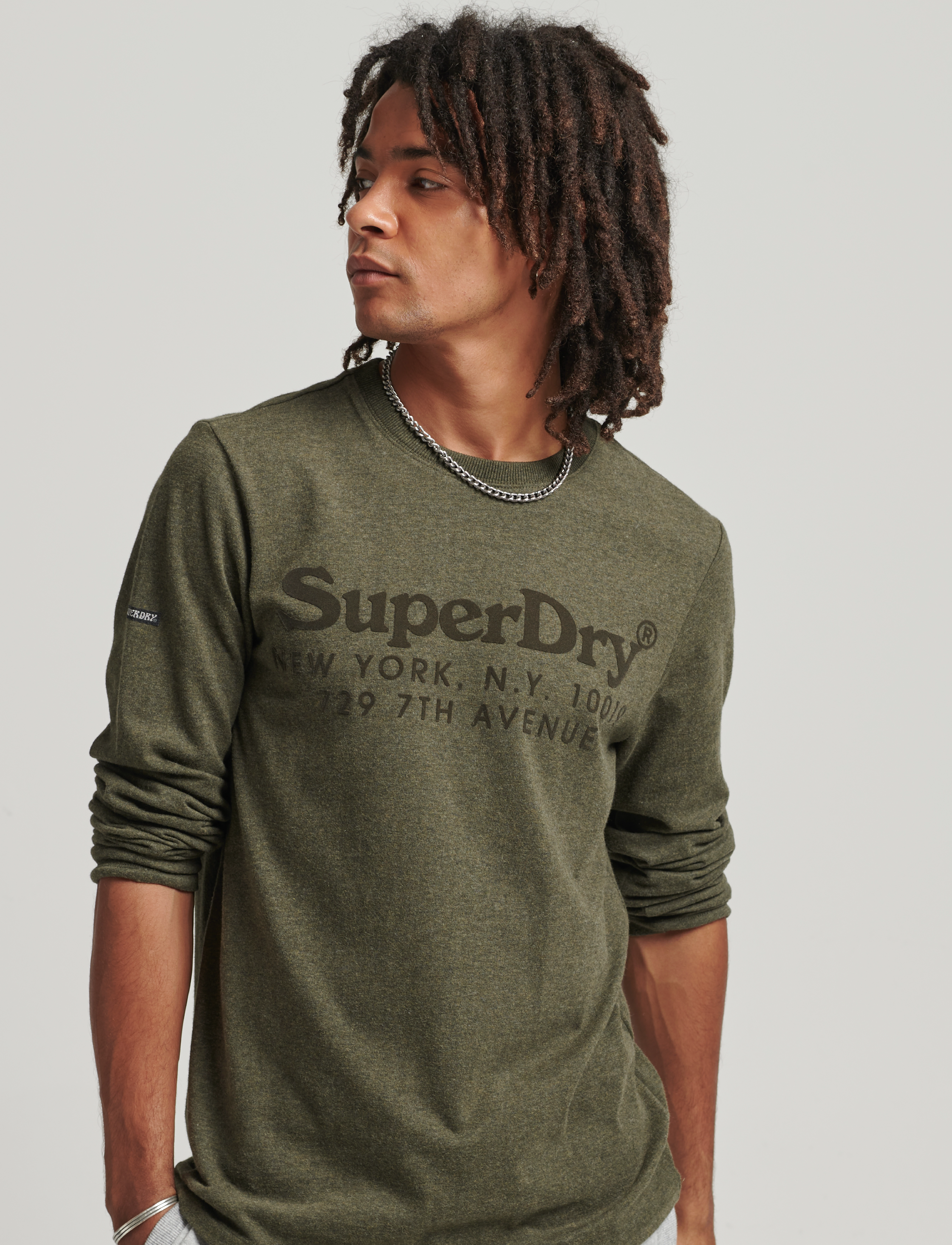 Superdry - VINTAGE VENUE TONAL LS TOP - olive marl - 2