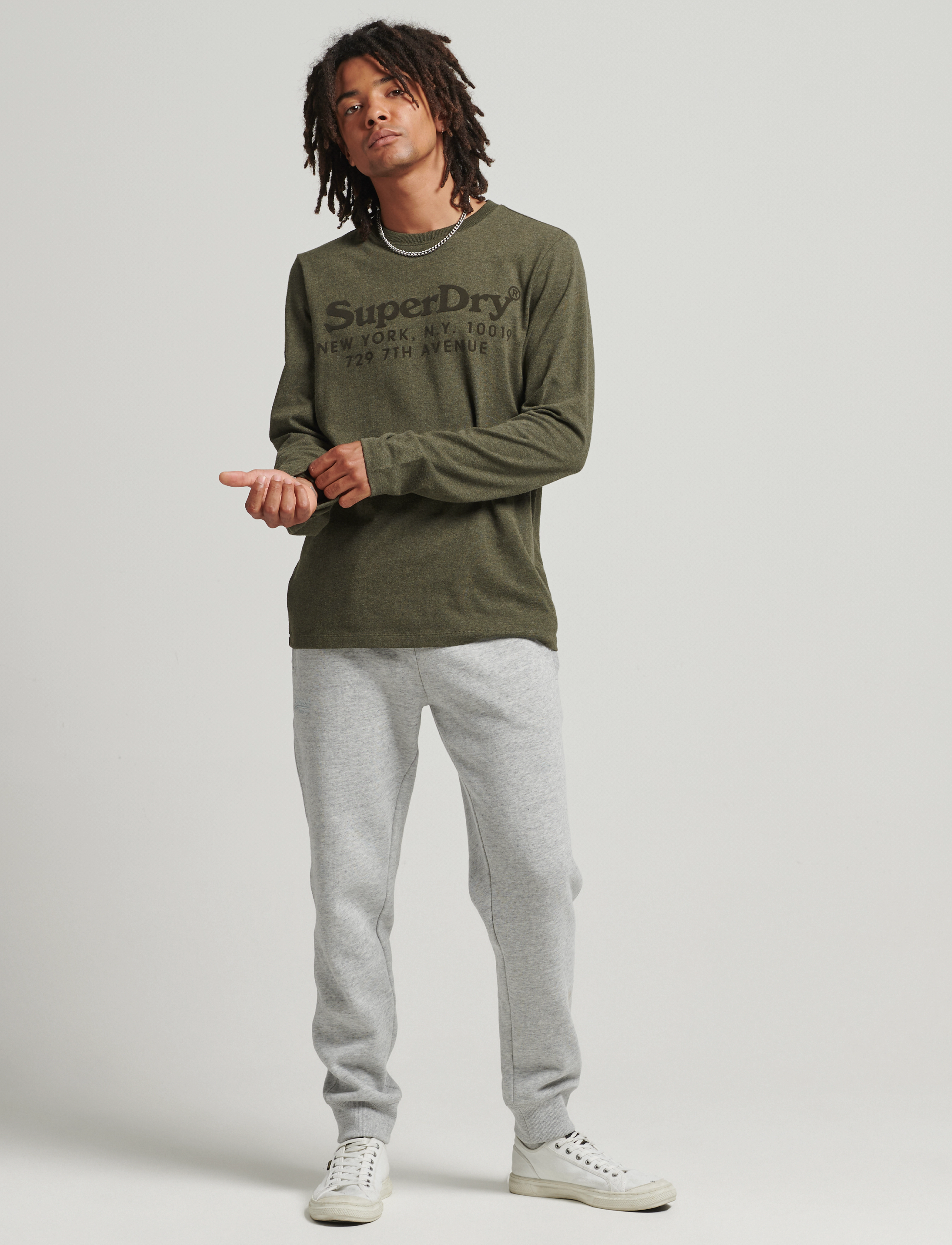 Superdry - VINTAGE VENUE TONAL LS TOP - olive marl - 3