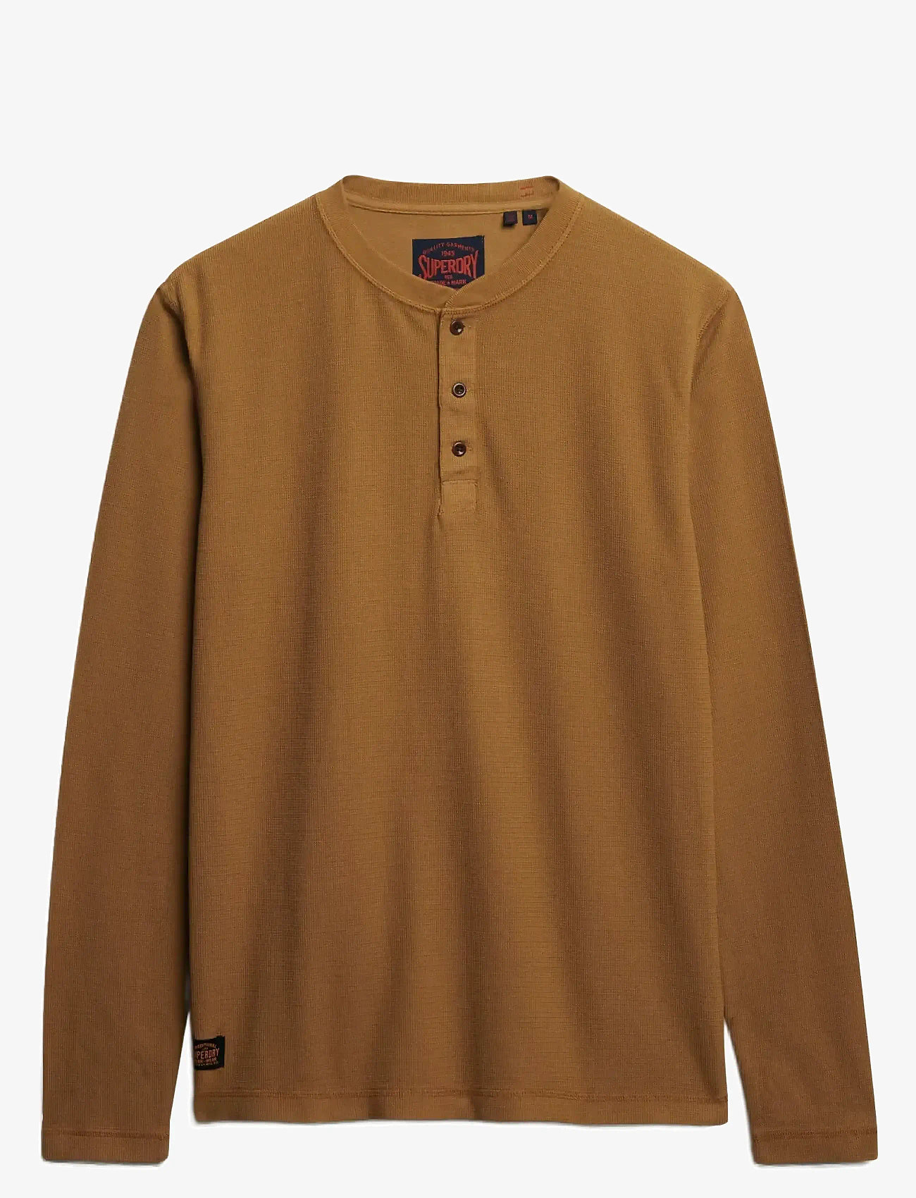 Superdry - WAFFLE LONG SLEEVE HENLEY TOP - langärmelig - classic brown camel - 1