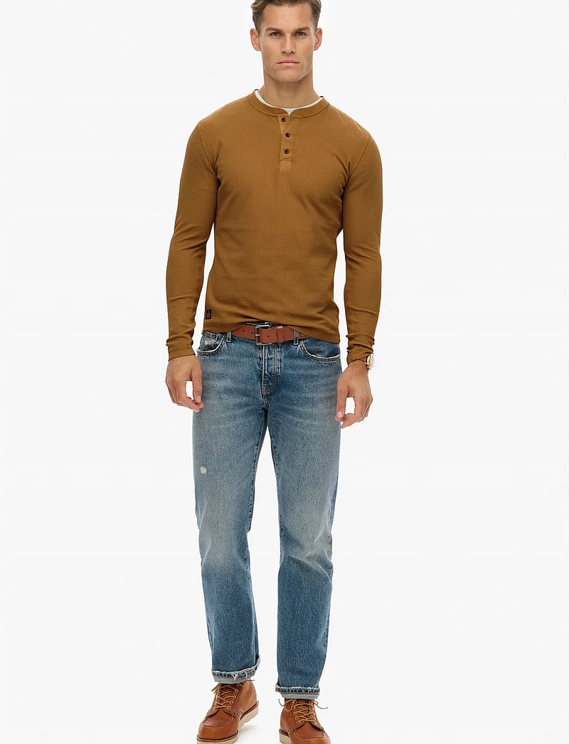 Superdry - WAFFLE LONG SLEEVE HENLEY TOP - langärmelig - classic brown camel - 2