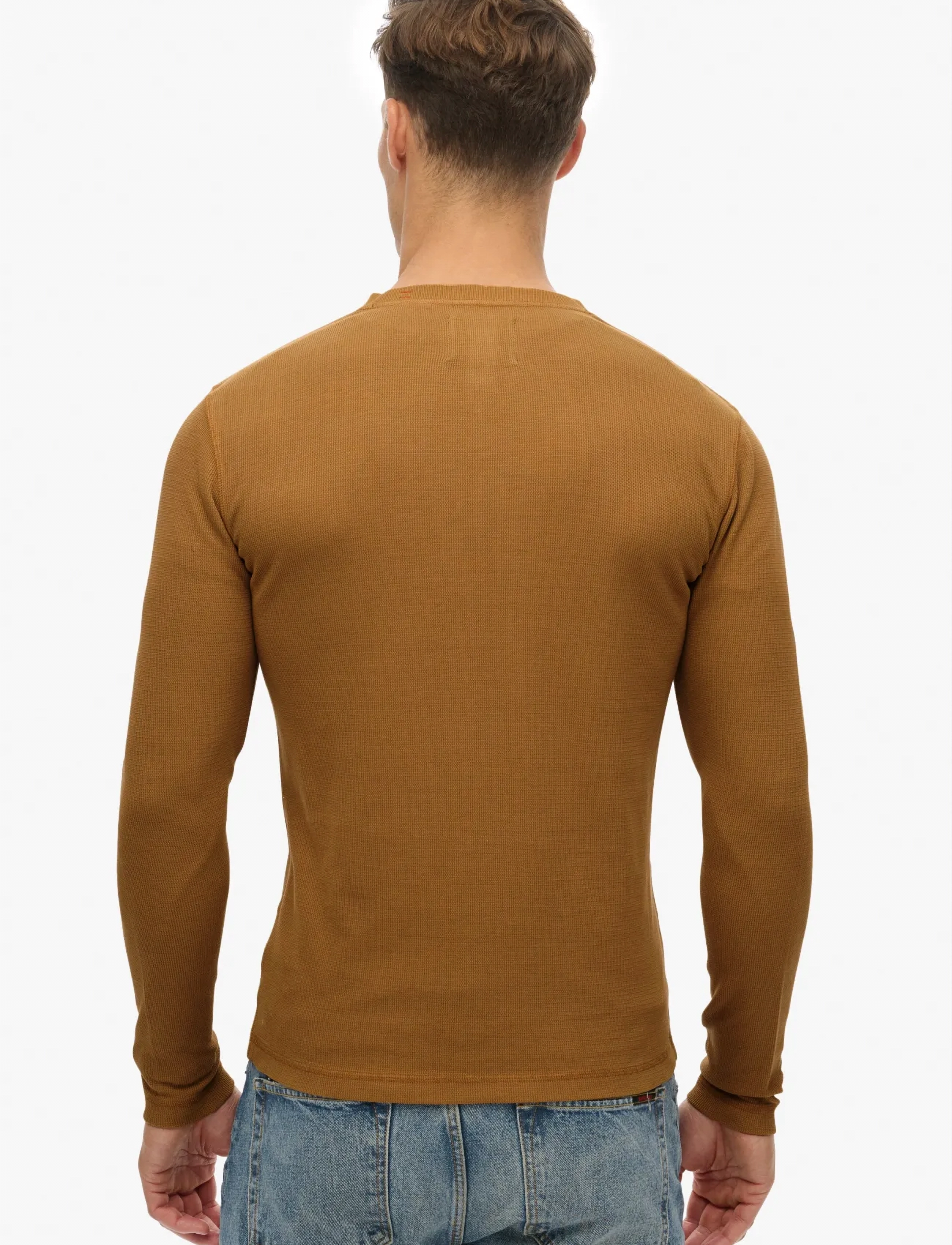Superdry - WAFFLE LONG SLEEVE HENLEY TOP - classic brown camel - 5