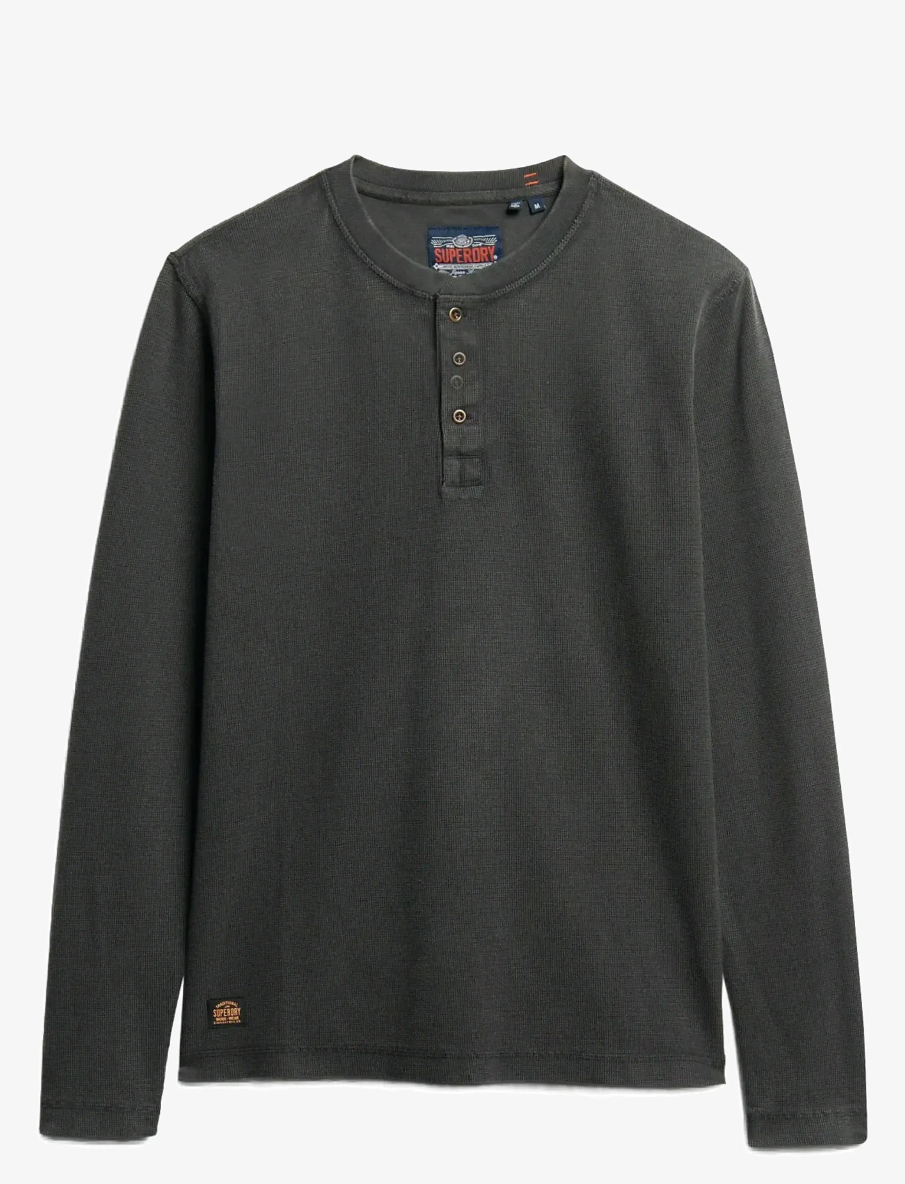 Superdry - WAFFLE LONG SLEEVE HENLEY TOP - langärmelig - washed black - 1