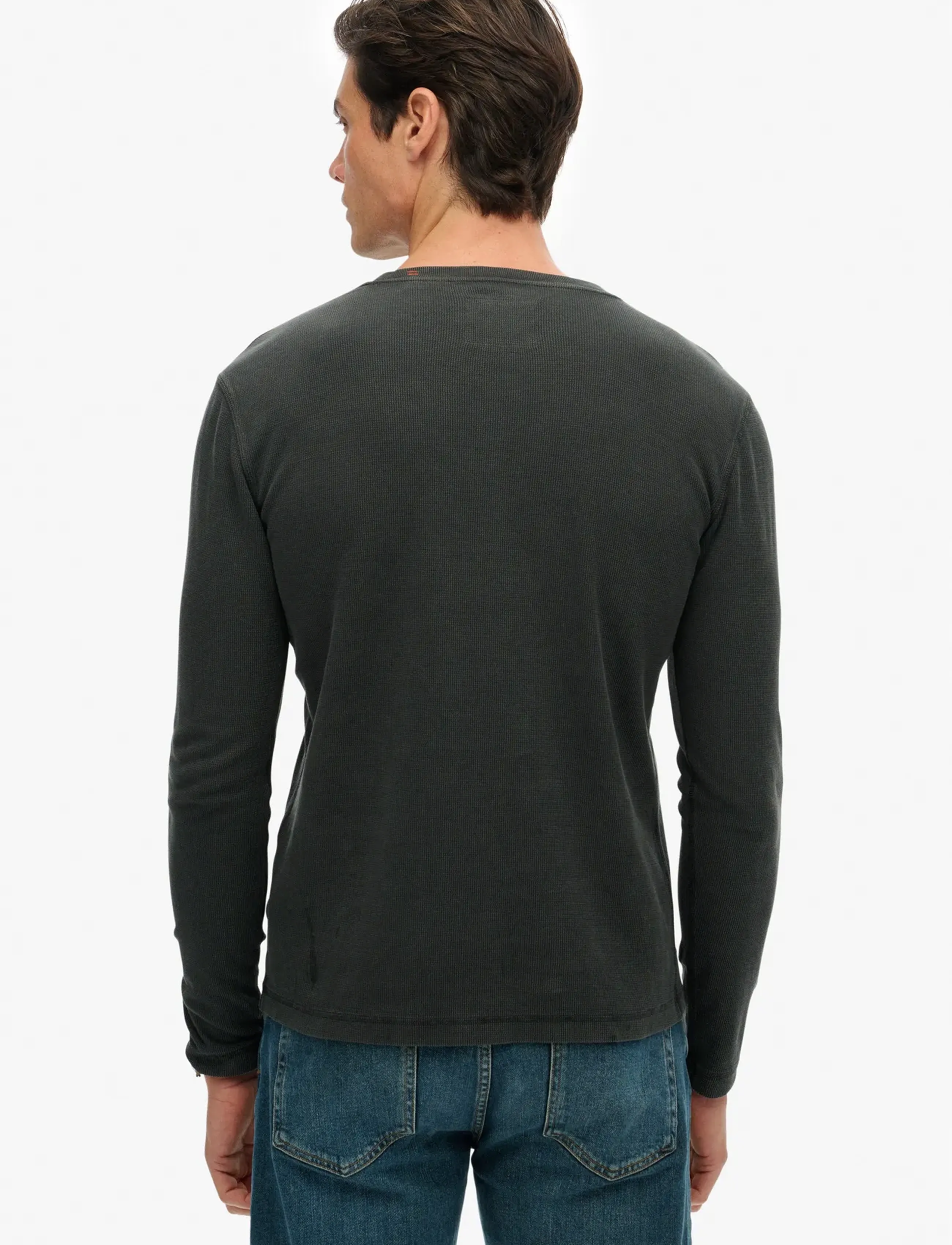 Superdry - WAFFLE LONG SLEEVE HENLEY TOP - washed black - 5