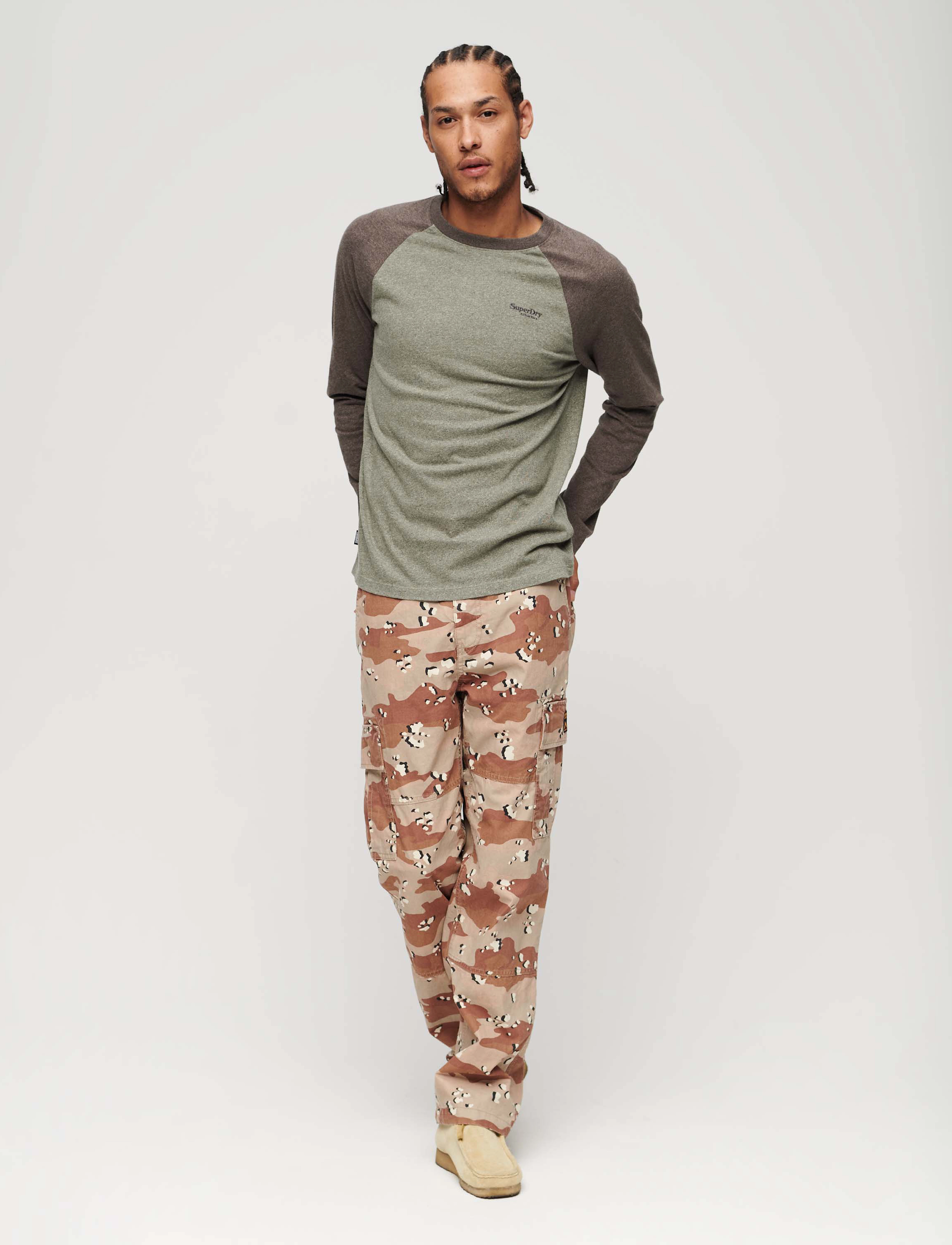 Superdry - ESSENTIAL BASEBALL LS TOP - ash olive marl/cocoa brown marl - 3