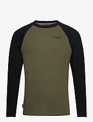 Superdry - ESSENTIAL BASEBALL LS TOP - basic t-shirts - thrift olive marl/black - 0