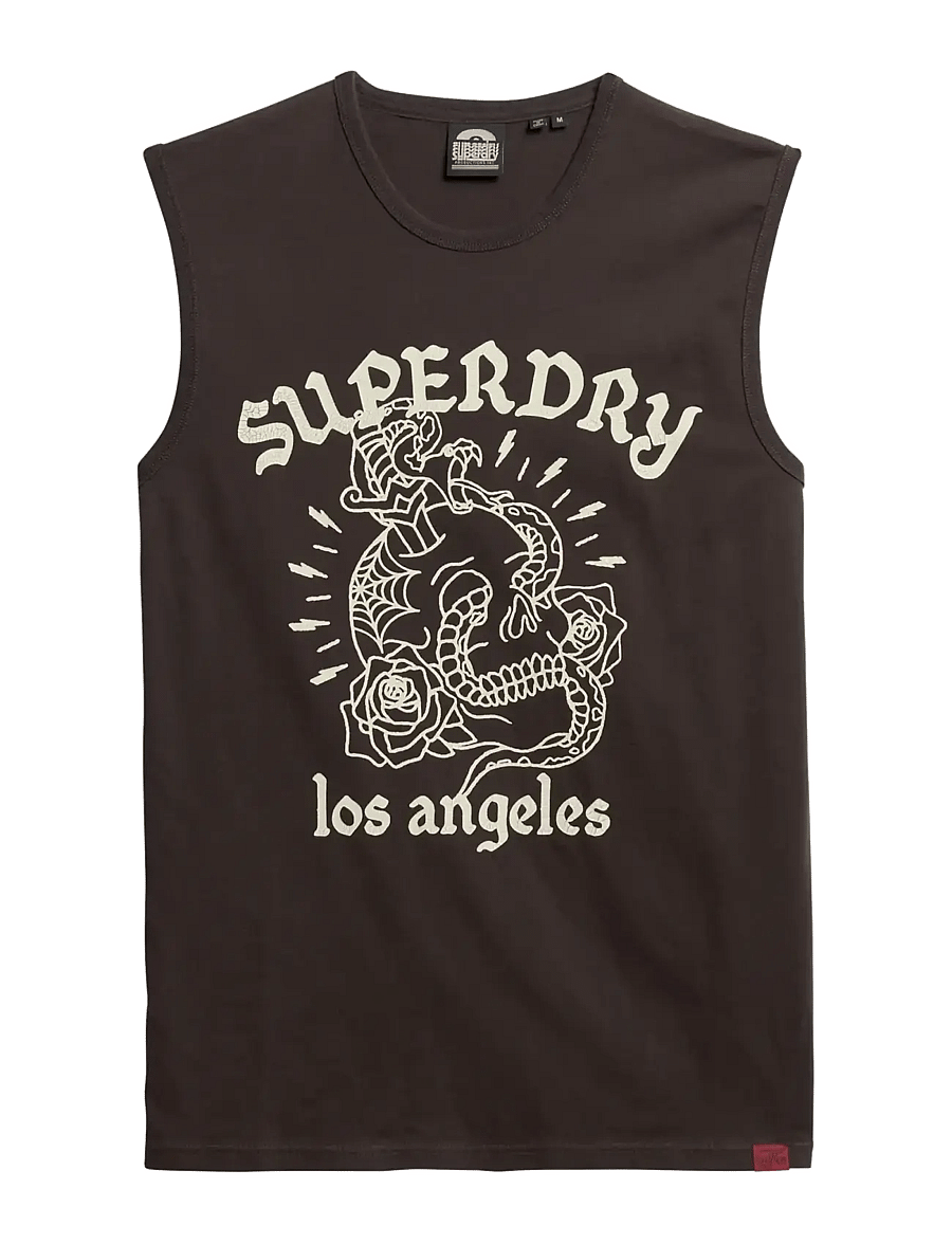 Superdry - TATTOO GRAPHIC TANK - mouwloze t-shirts - bison black - 1