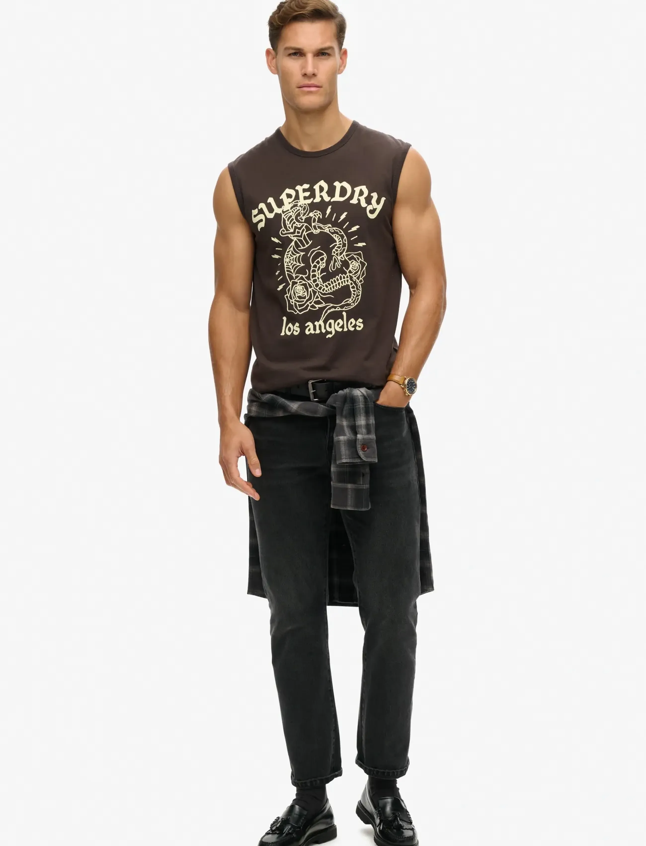 Superdry - TATTOO GRAPHIC TANK - die niedrigsten preise - bison black - 3