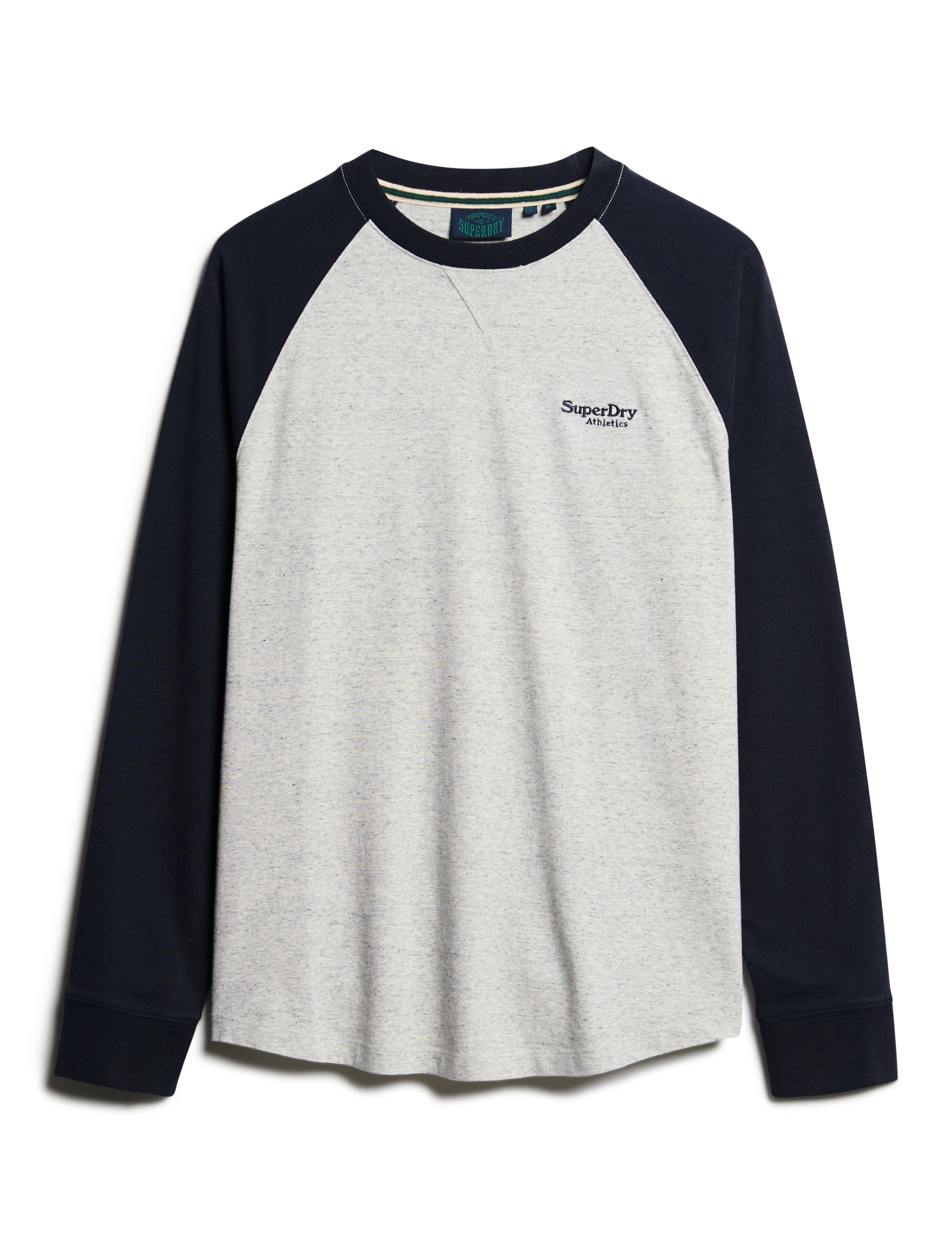 ESSENTIAL LOGO BASEBALL LS TOP - GREY FLECK MARL/ECLIPSE NAVY