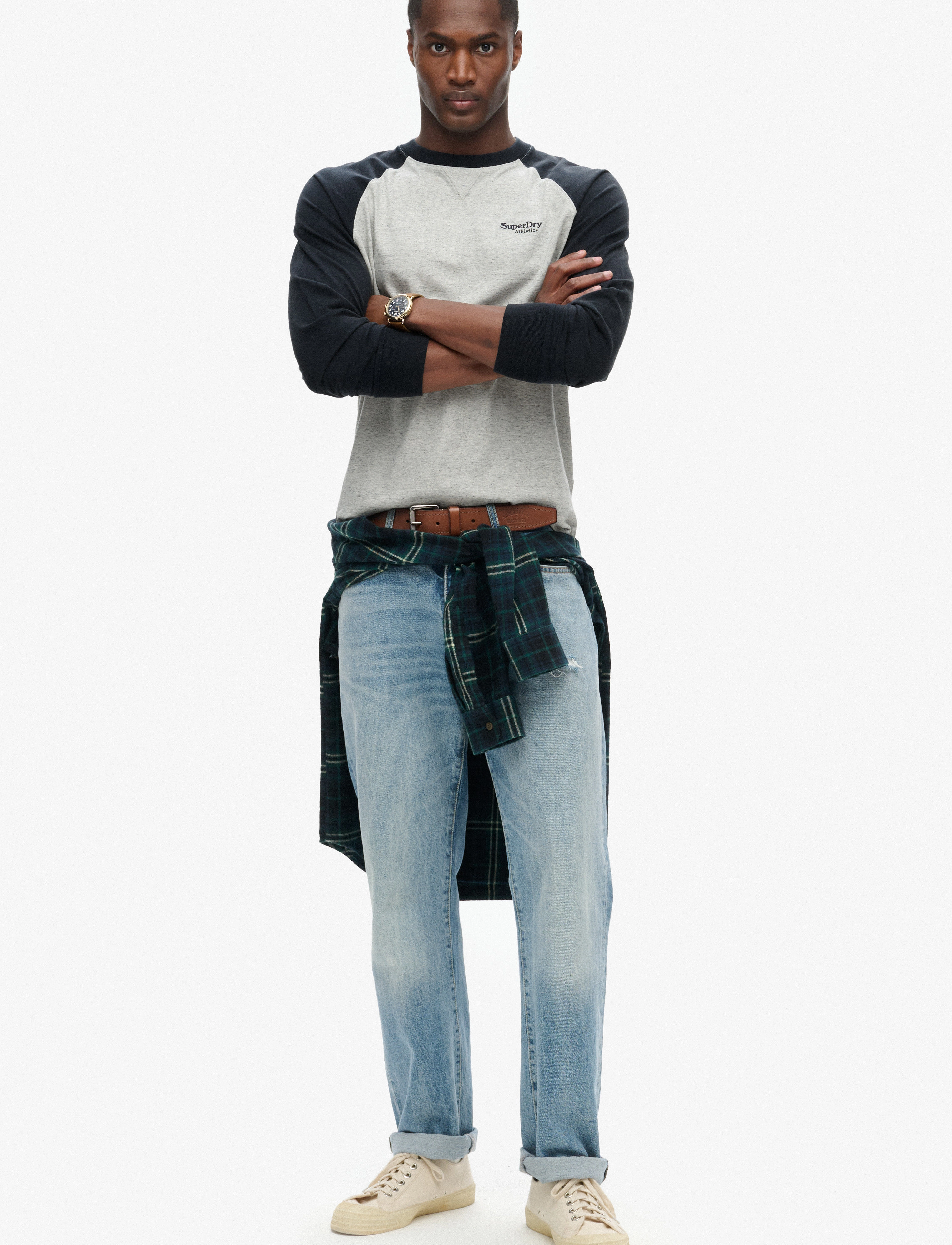Superdry - ESSENTIAL LOGO BASEBALL LS TOP - grey fleck marl/eclipse navy - 2