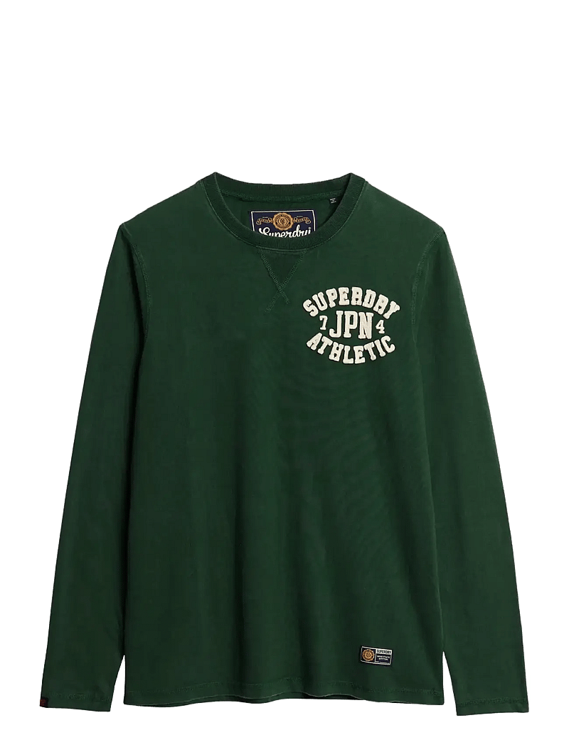 Superdry - VINTAGE ATHLETIC CHEST LS TEE - långärmade t-shirts - enamel green - 1