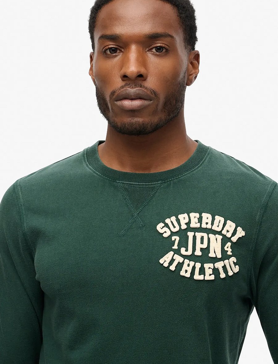 Superdry - VINTAGE ATHLETIC CHEST LS TEE - long-sleeved t-shirts - enamel green - 3