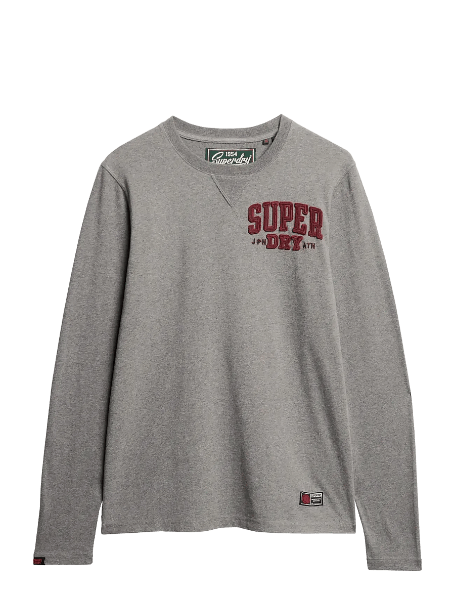 Superdry - VINTAGE ATHLETIC CHEST LS TEE - langærmede t-shirts - mid grey marl - 1